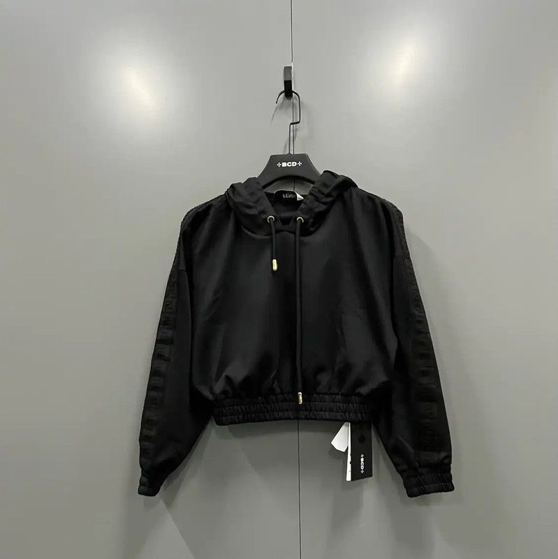 Fendi Fendi Black Cotton Long Sleeve Cropped Hoodie 0089 Size ONE SIZE - 1 Thumbnail