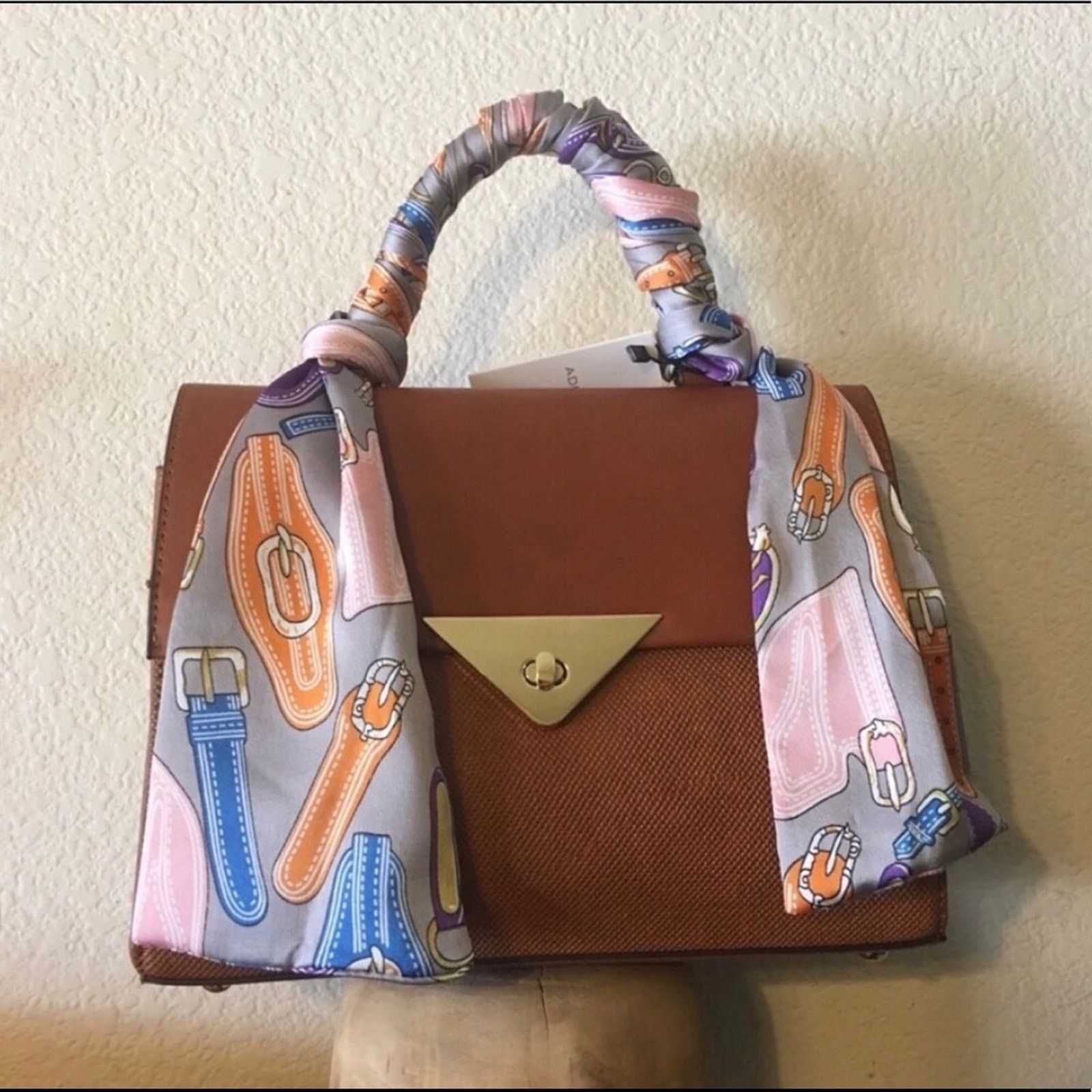 Other Adrienne Vittadini Sara Scarf Satchel Cognac NWT Size ONE SIZE - 1 Thumbnail