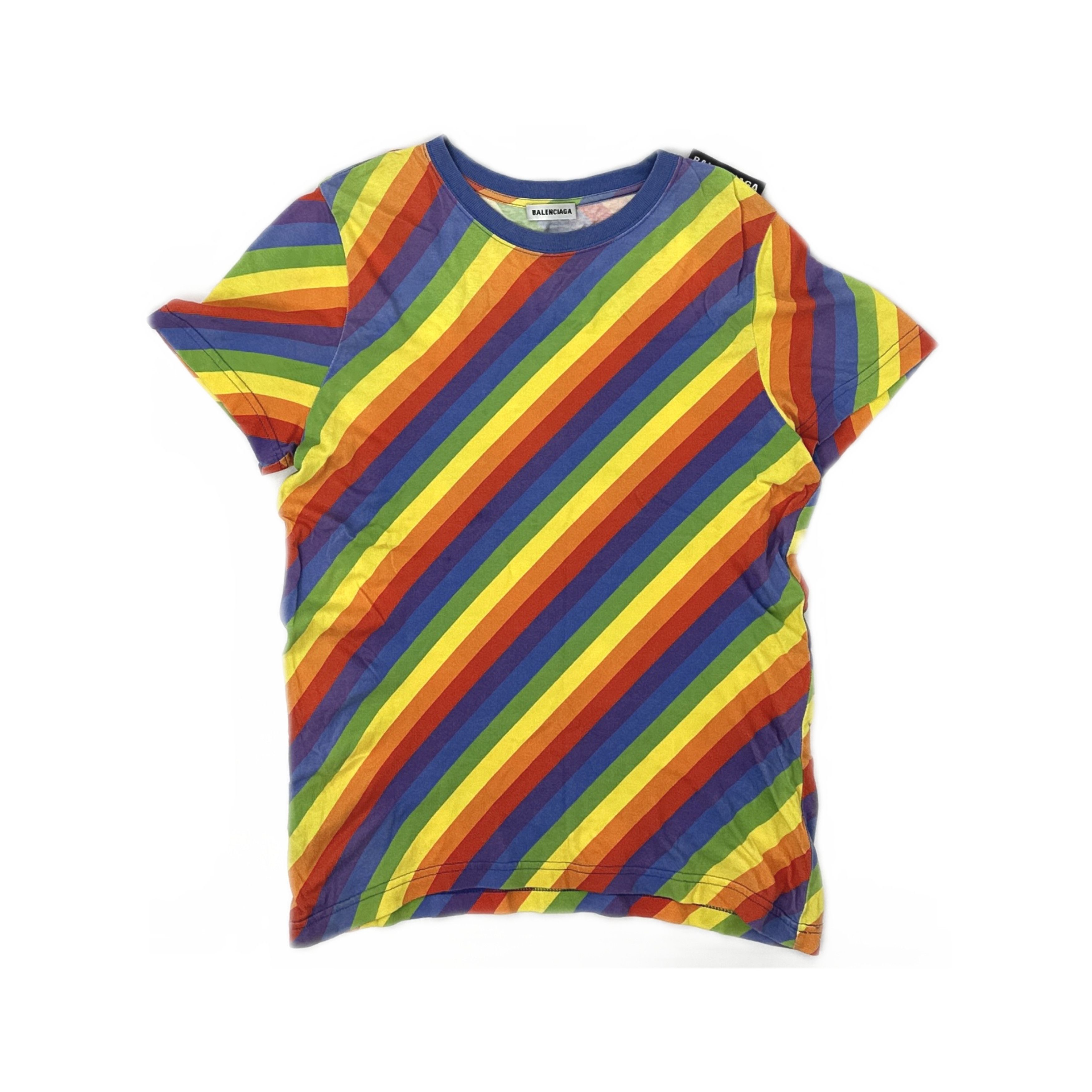 Balenciaga Balenciaga Rainbow Stripe T-Shirt Size S Size US S / EU 44-46 / 1 - 1 Thumbnail