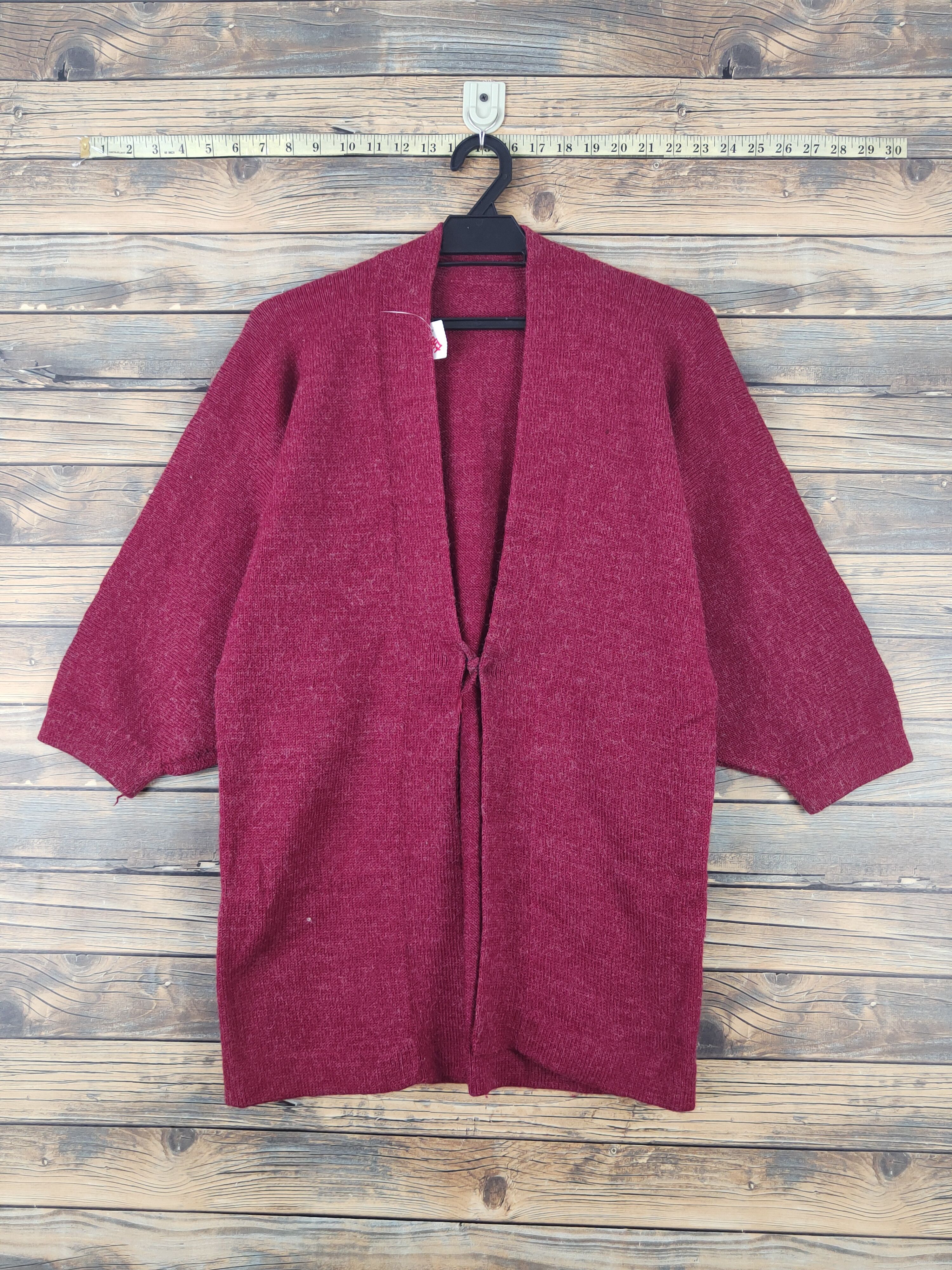 Homespun Knitwear × Japanese Brand × Vintage Japanese Brand Red Knitwear Kimono cardigan #W1087 Size M / US 6-8 / IT 42-44 - 1 Thumbnail
