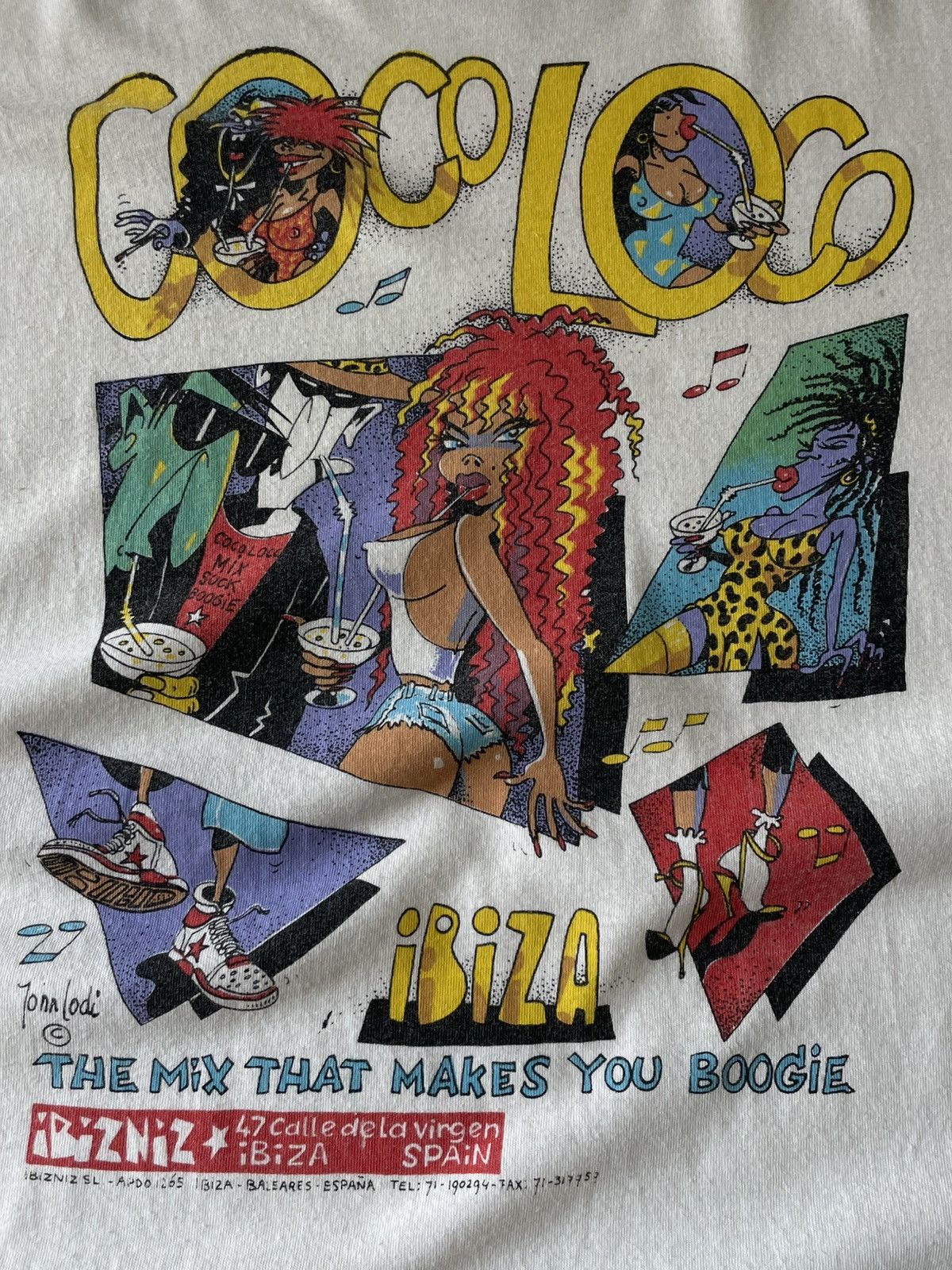 Vintage Vintage 1990's Coco Loco Ibiza T-Shirt John Lodi Art Size US XL / EU 56 / 4 - 3 Thumbnail
