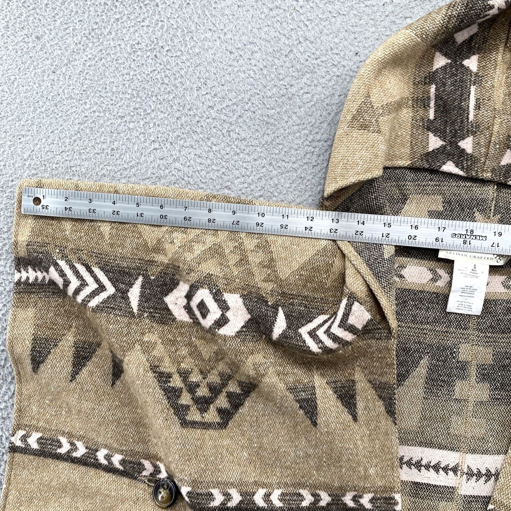 Vintage Artisan Crafted Democracy Hooded Poncho - Brown Fringe Aztec Southwest Size Small Size ONE SIZE - 4 Thumbnail