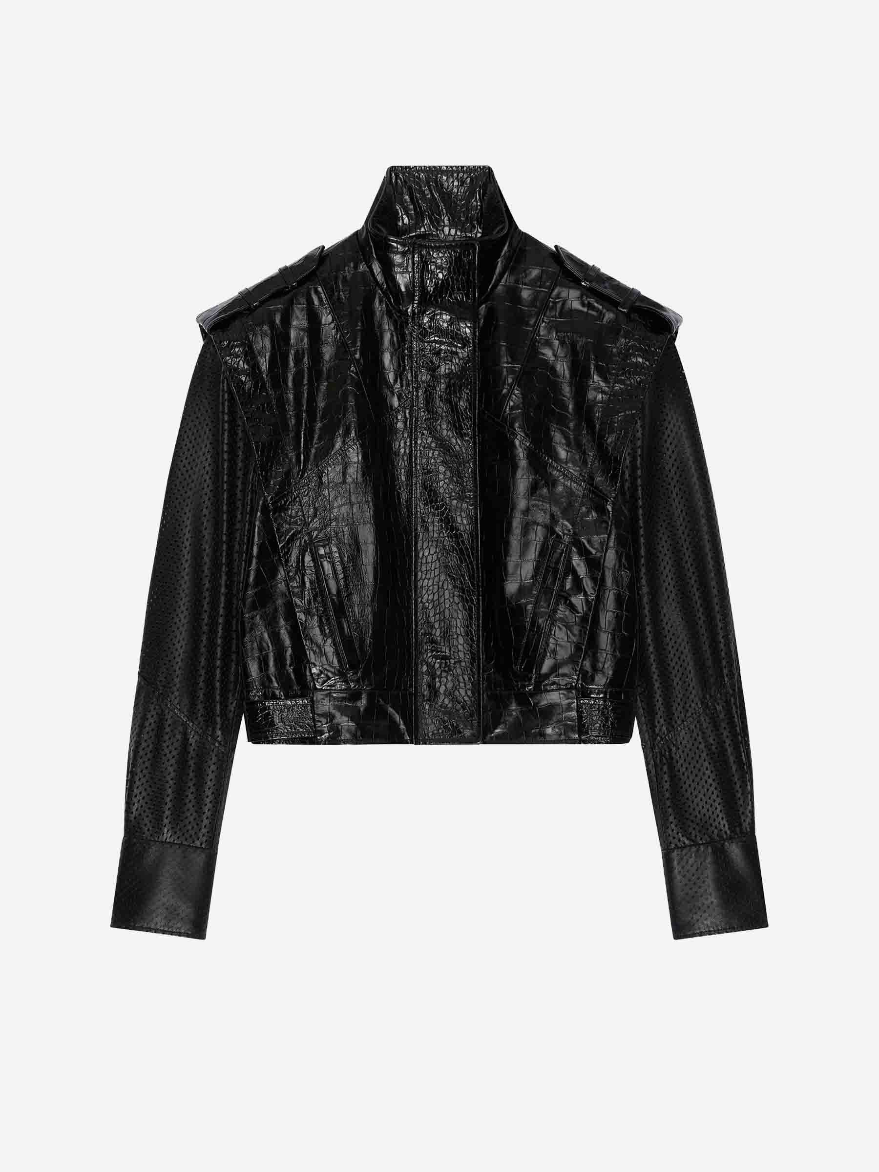 Givenchy o1w1db10326 Perfecto Leather Military Jacket in Black Size XS / US 0-2 / IT 36-38 - 1 Thumbnail