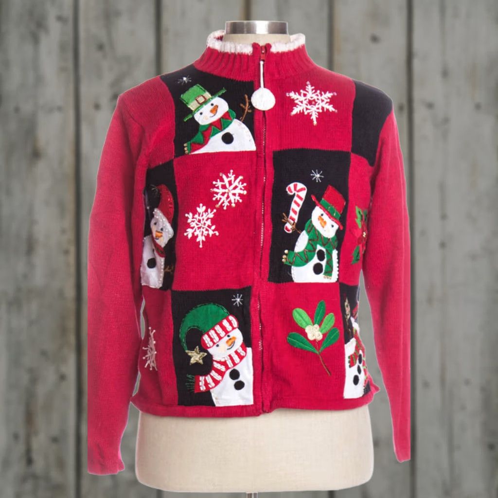 Vintage VINTAGE Ugly Christmas Cardigan Tiara International Red Cardigan XS? Size M / US 6-8 / IT 42-44 - 1 Preview