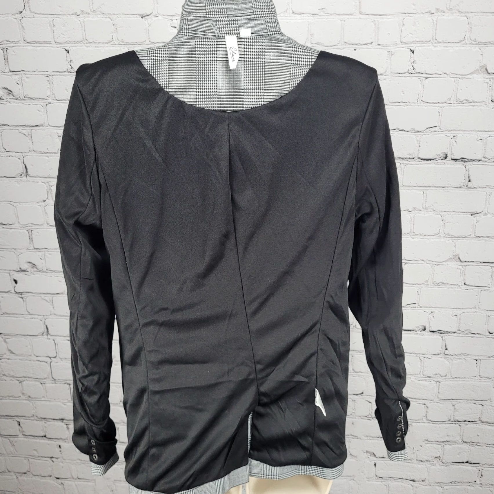 Vintage Elan Blazer Women Small S Black White Check Houndstooth Rhinestone Snap Peak Jacket Size S / US 4 / IT 40 - 6 Thumbnail