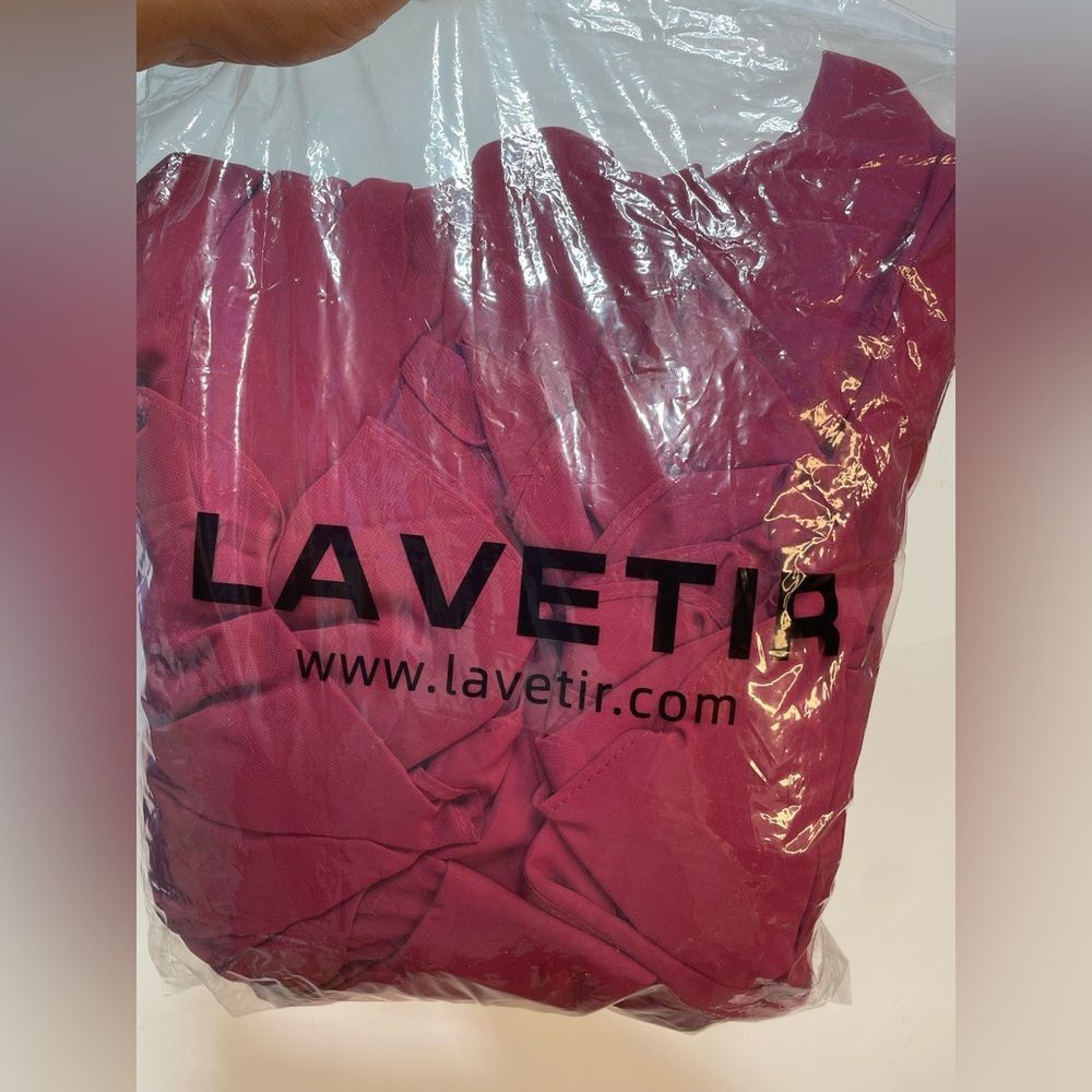 Other Lavetir A-Line V-Neck Half Sleeves Split Side Chiffon Mulber Size 4XL / US 24-26 - 12 Thumbnail