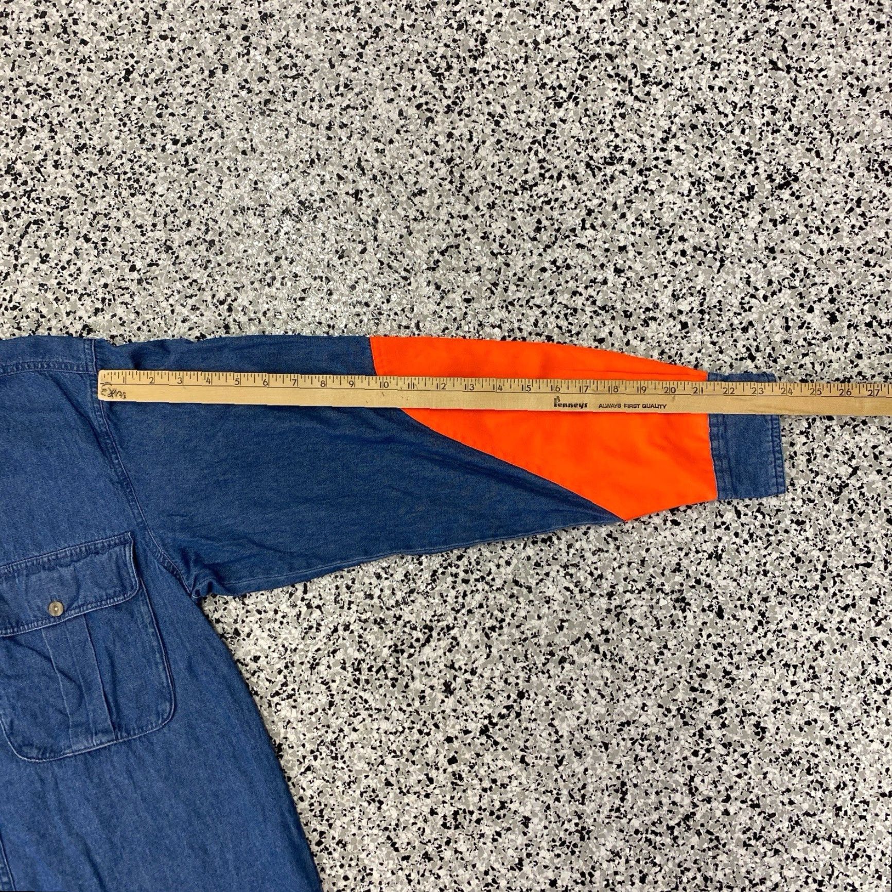 Wrangler Wrangler Rugged Wear Button-Up Shirt Denim Orange Mens Medium 15.5 15.5 oz Cotton Shotgun Shooting Outdoor All Seasons Button Size US L / EU 52-54 / 3 - 4 Thumbnail