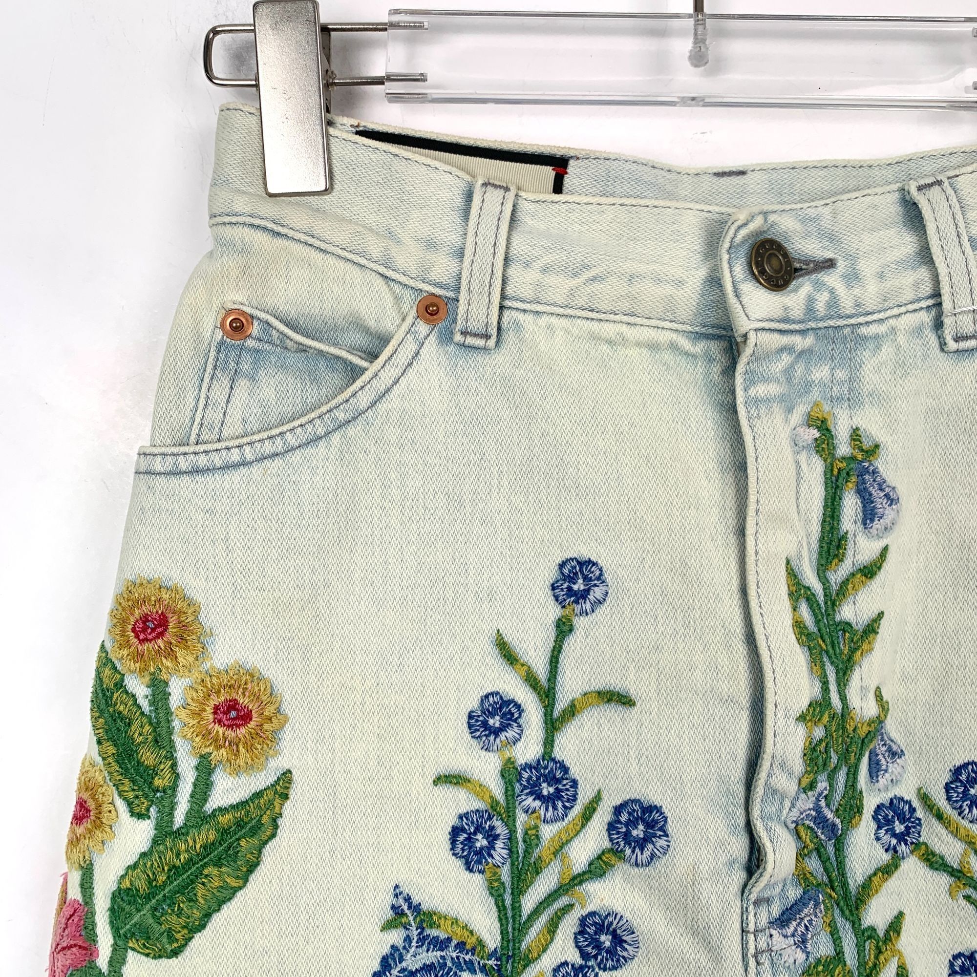 Gucci Gucci Floral Embroidered Denim Skirt Womens Size 38 Light Wa Size 38" / US 16 / IT 52 - 3 Thumbnail