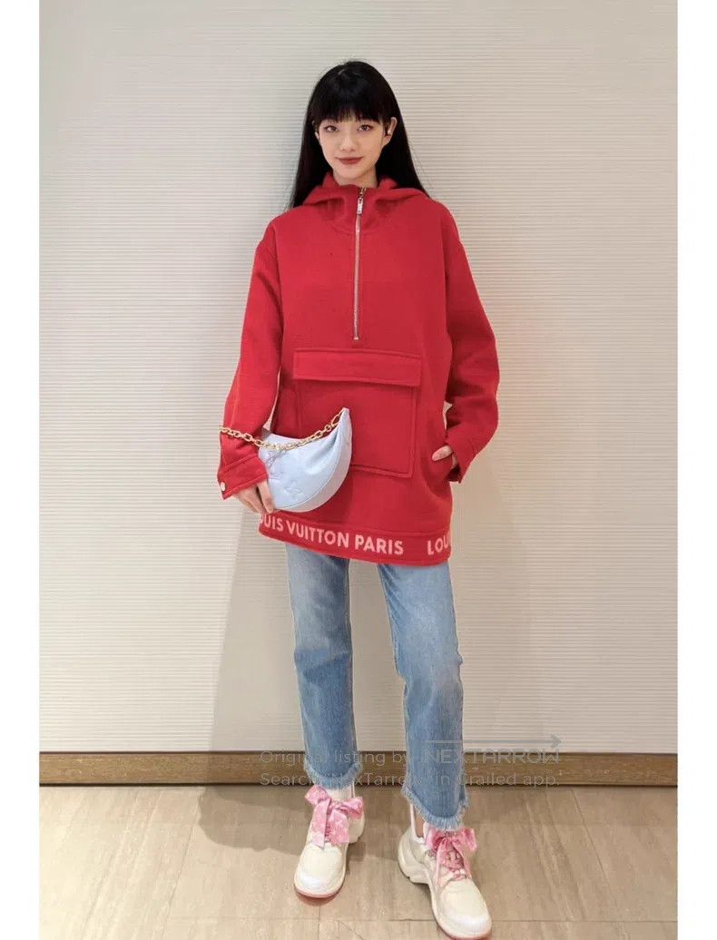 Louis Vuitton Louis Vuitton Red half zip wool long jacket Size XXS / US 00 / IT 34 - 1 Thumbnail