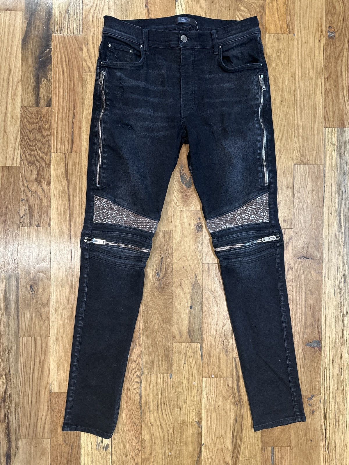 amiri mx2 28インチ AMIRI（アミリ）の「Amiri Mx2 Skinny-Fit Leather-Panelled