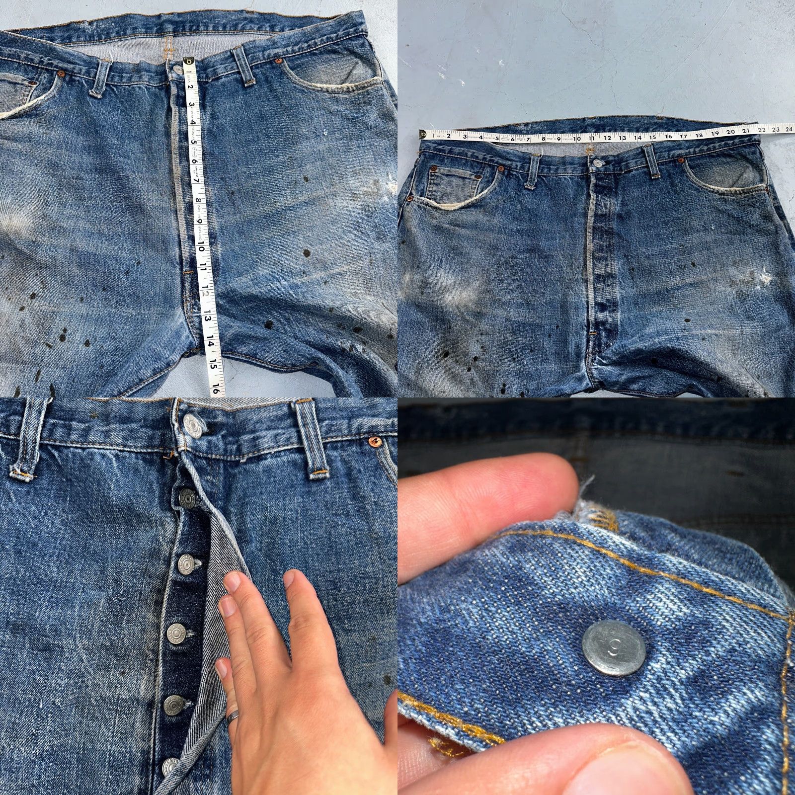 Levi's Levi's 501 Vintage 70s Jeans Men Medium Wash Redline Selvedge USA Distressed Cotton Straight Size US 32 / EU 48 - 8 Thumbnail