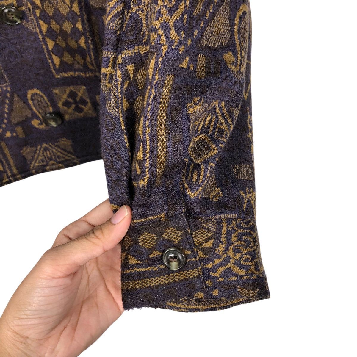 Japanese Brand × Vintage 📌Vintage Bomber Jacket Runic Navajo Design Issey Miyake Size US M / EU 48-50 / 2 - 16 Thumbnail
