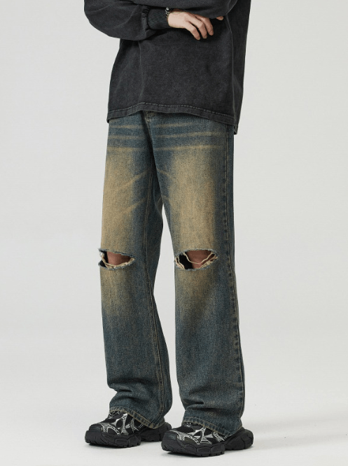 Japanese Brand American street trend distressed casual washed ripped jeans Size US 32 / EU 48 - 2 Thumbnail