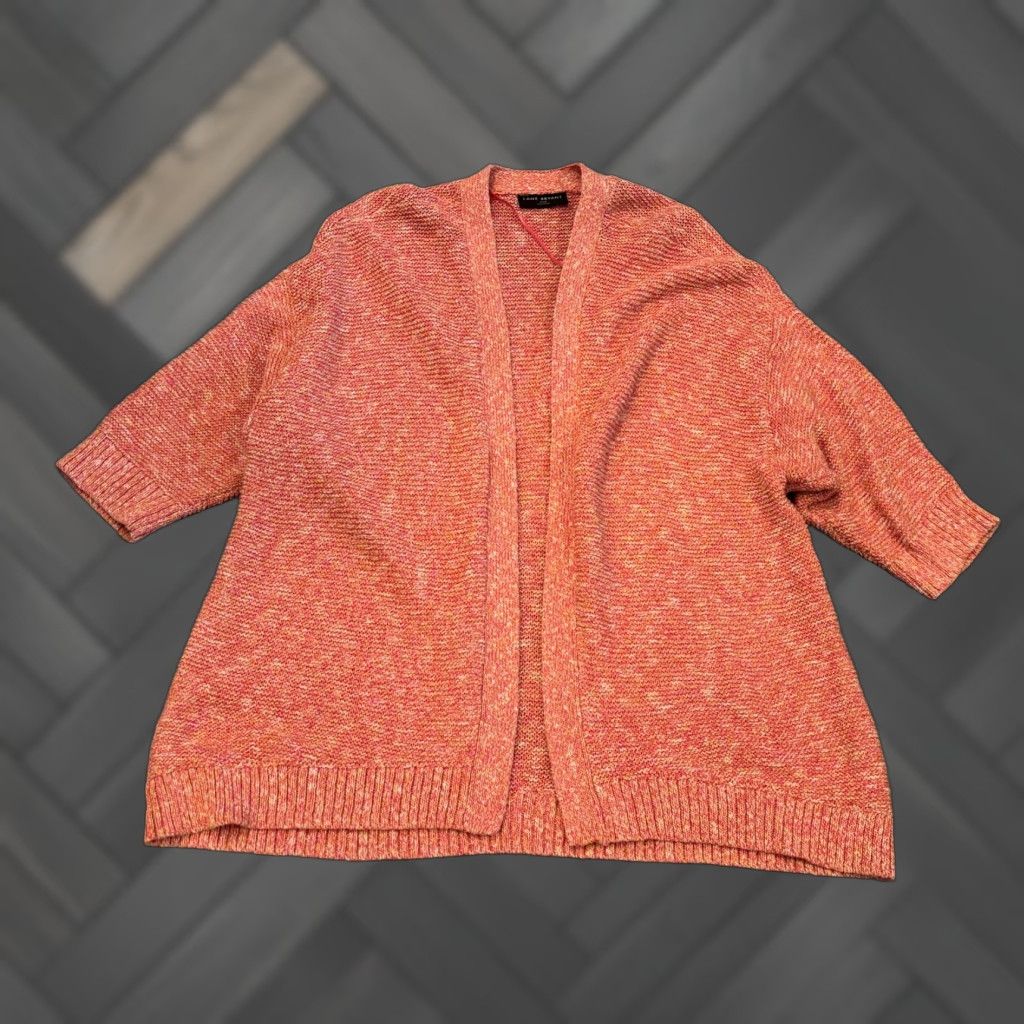 Vintage VINTAGE Lane Bryant Open Front Knit Cardigan Sweater Womens 26/28 Peach Orange L/S Size 4XL / US 24-26 - 1 Thumbnail