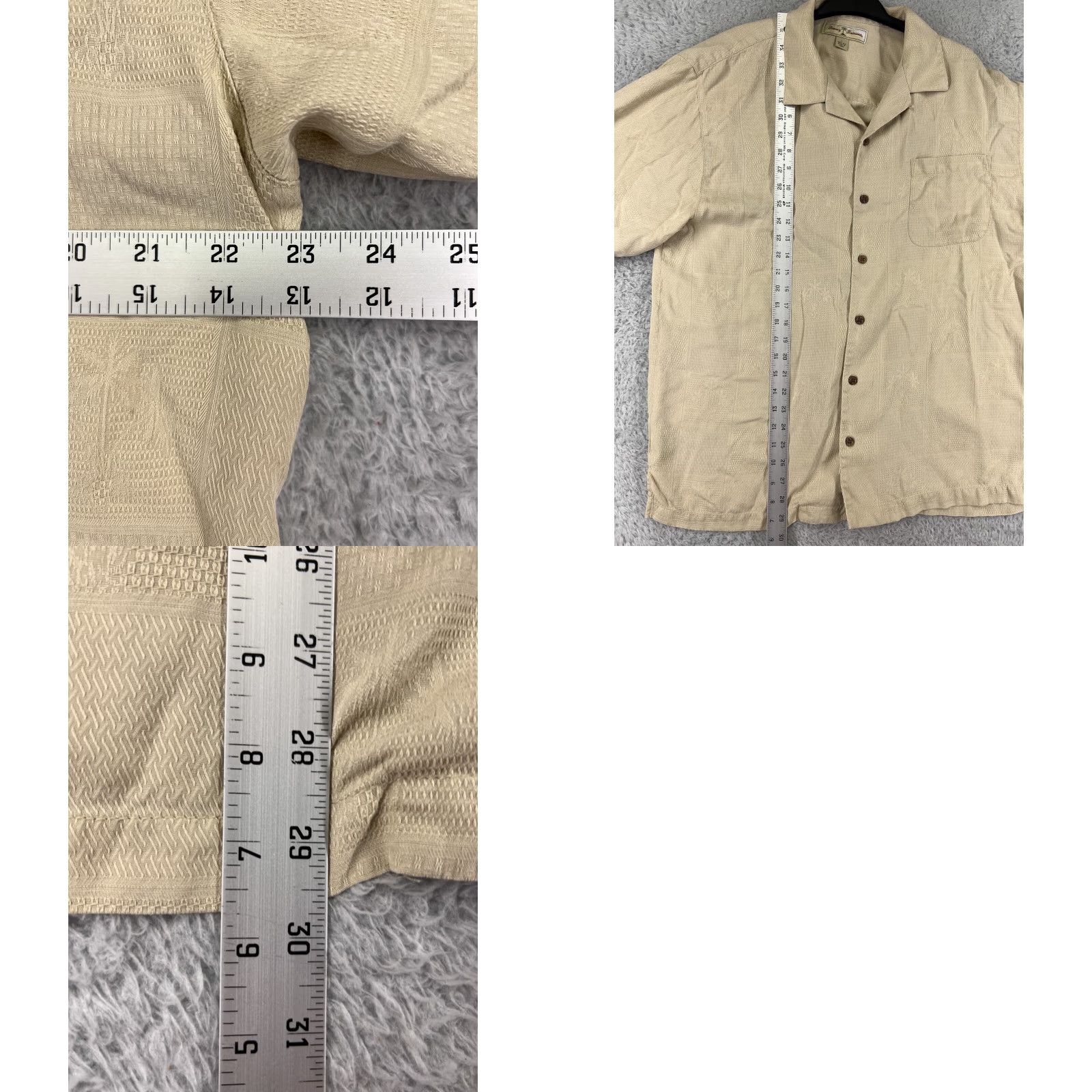Tommy Bahama VINTAGE Tommy Bahama Shirt Mens Large Beige Palm Tile Pattern Silk Hawaiian Button Up Size US L / EU 52-54 / 3 - 9 Thumbnail