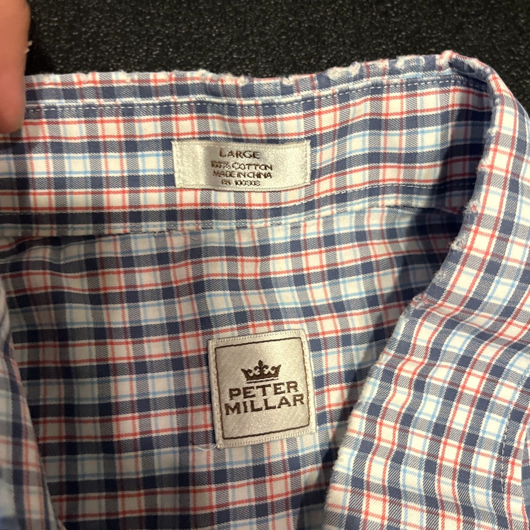Peter Millar PETER MILLAR MENS BLUE PLAID BUTTON-UP SHIRT L SHIRT EUC Size US L / EU 52-54 / 3 - 3 Thumbnail