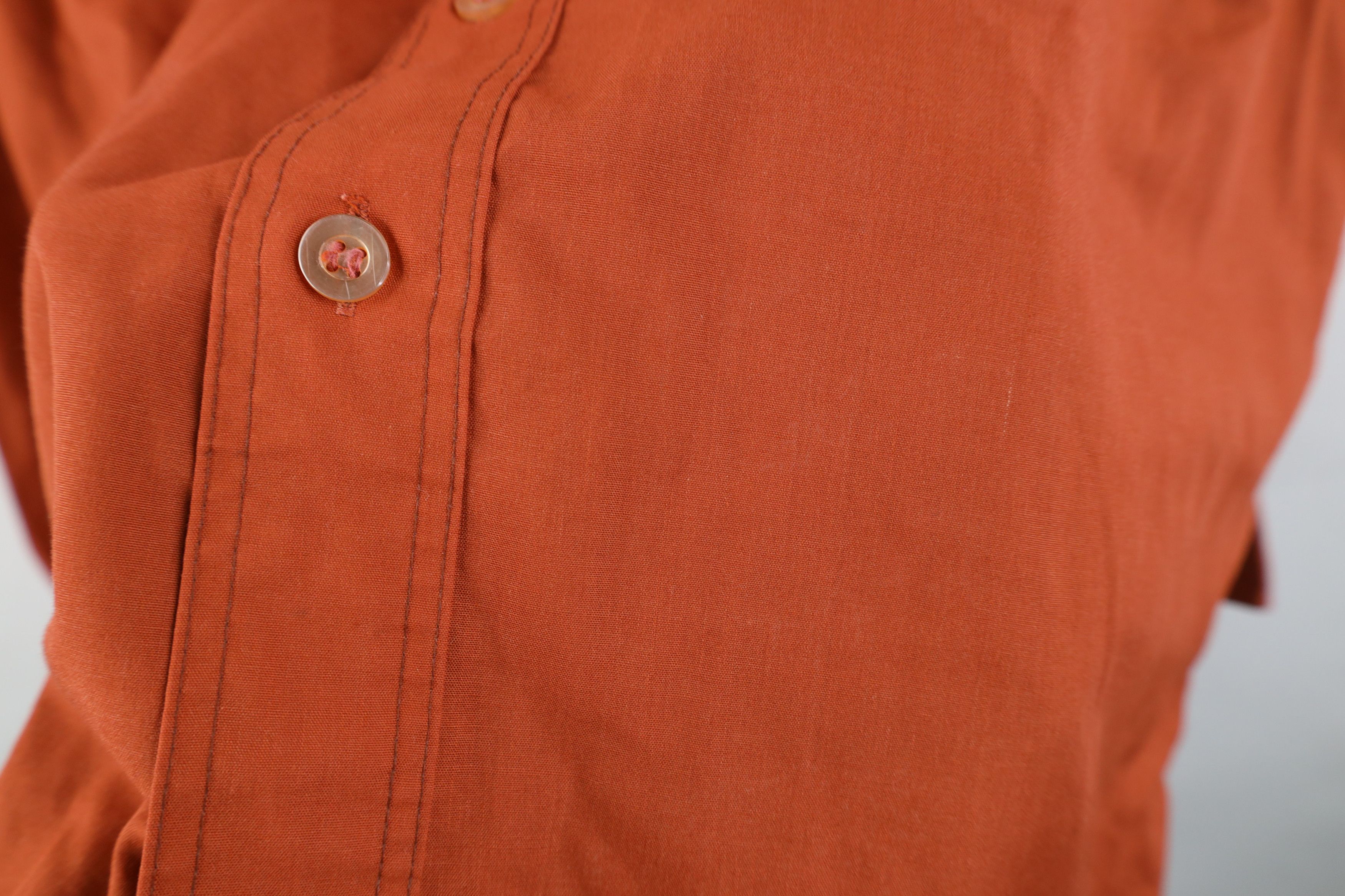 Vintage Vintage 70s Streetwear Thrashed Collared Button Shirt Orange Size US L / EU 52-54 / 3 - 10 Thumbnail