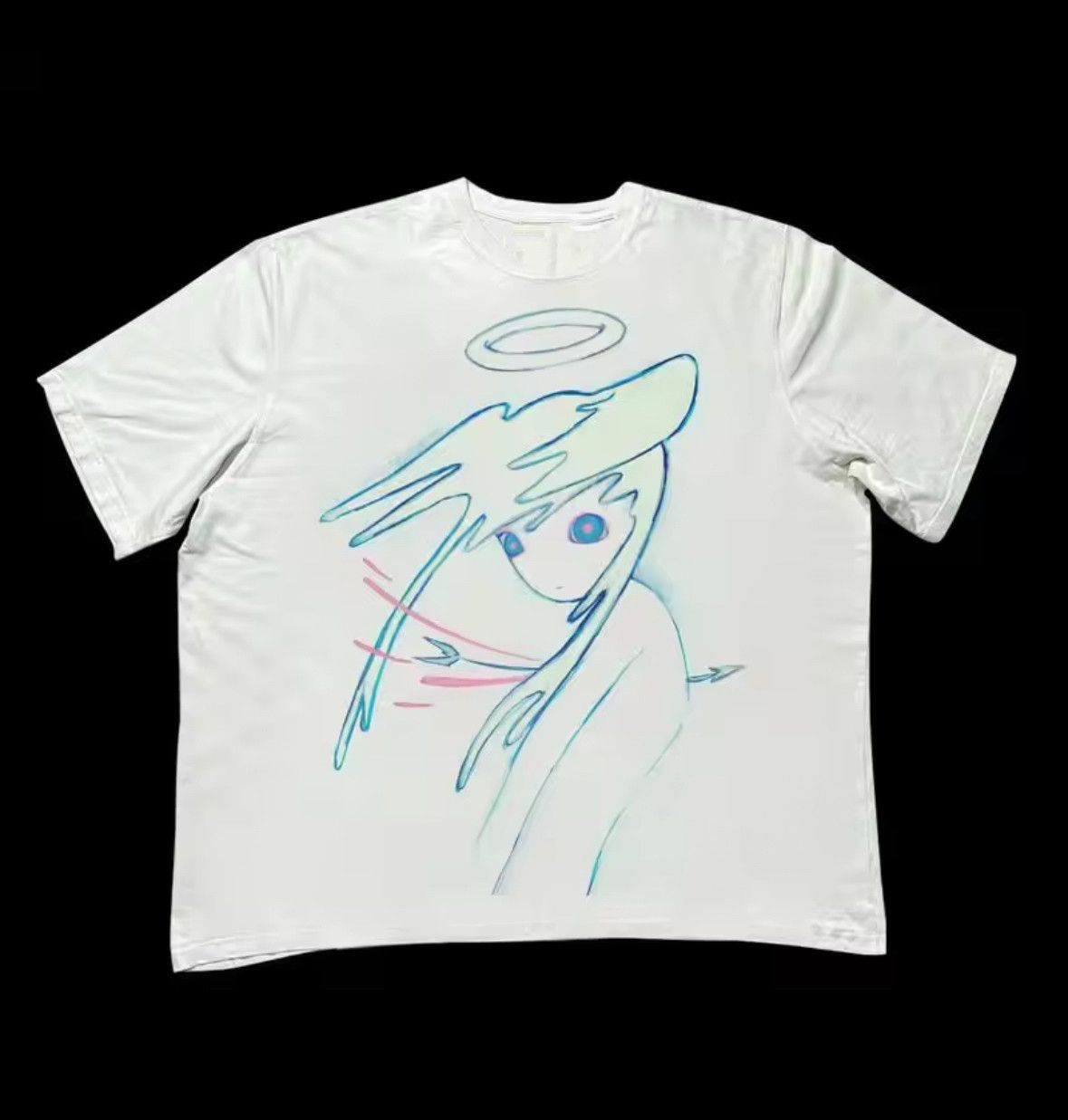 Japanese Brand Y2K Streetwear Anime Angel Man Sketch Print White T-Shirt Size US XL / EU 56 / 4 - 1 Thumbnail