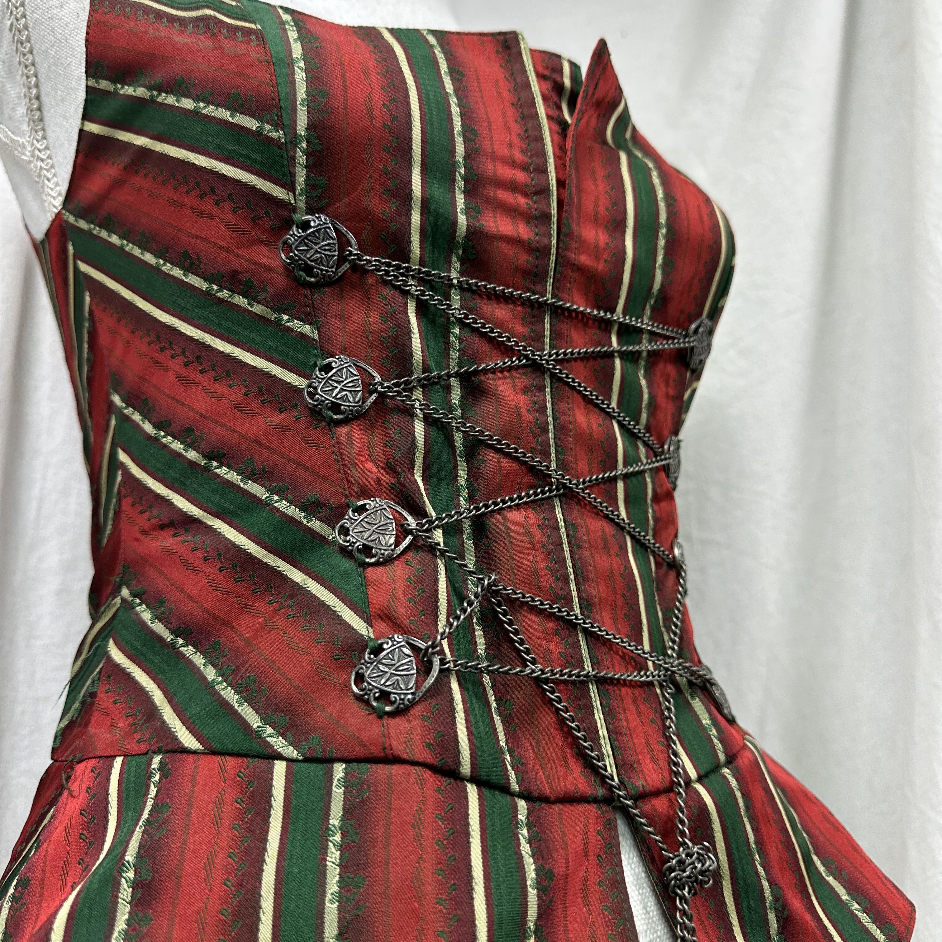 Vintage Vintage Grunge Silk Striped Chained Corset Top Y2K Size S / US 4 / IT 40 - 7 Thumbnail