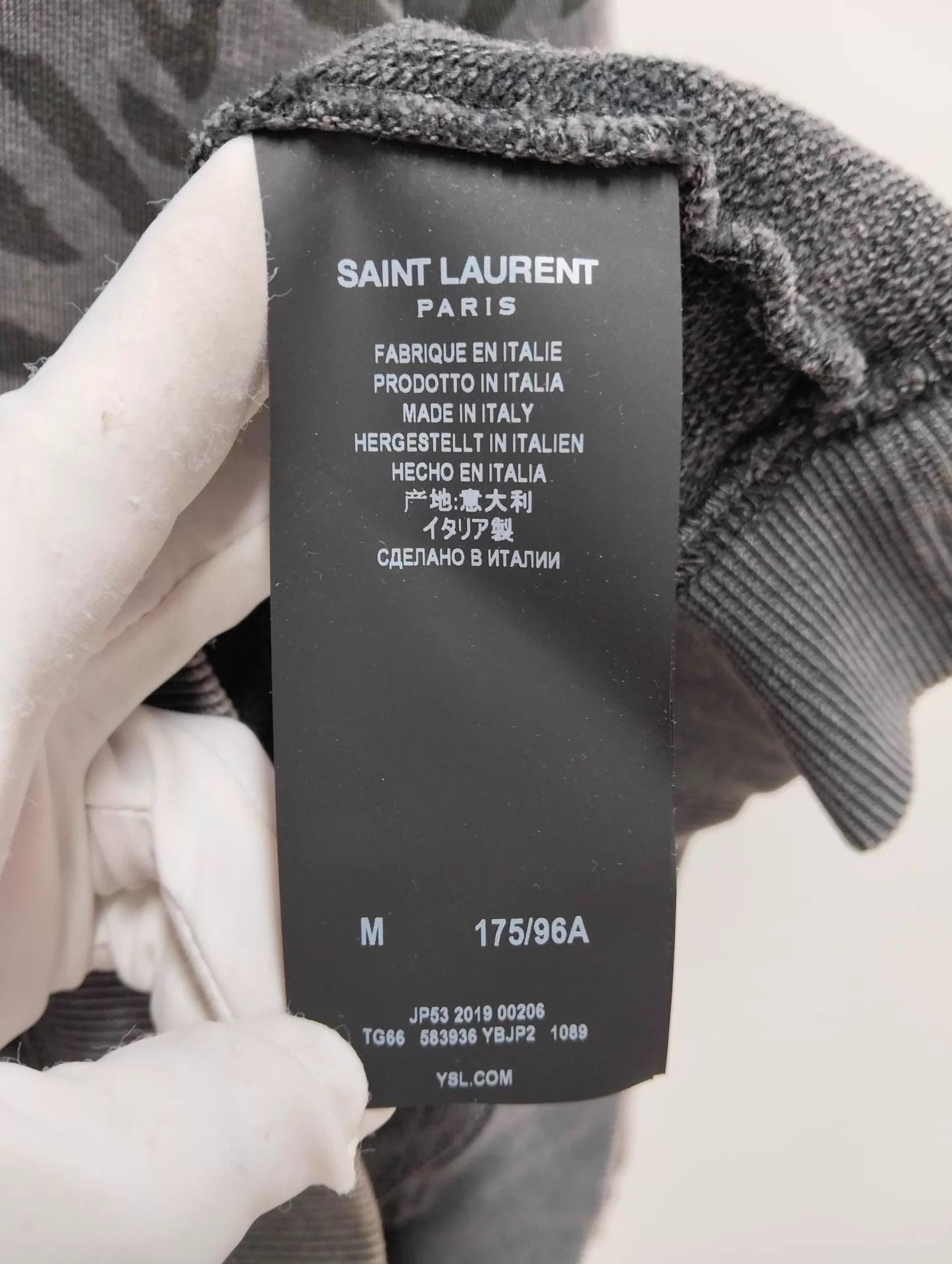 Saint Laurent Paris Saint Laurent gray tiger stripe distress crewneck M Size US M / EU 48-50 / 2 - 4 Thumbnail
