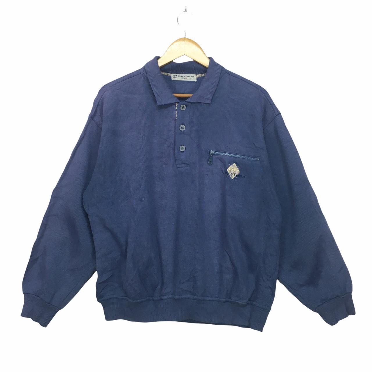 Vintage Vtg GIORGIO FERRARI Italy Collar Sweatshirt Size US L / EU 52-54 / 3 - 1 Thumbnail