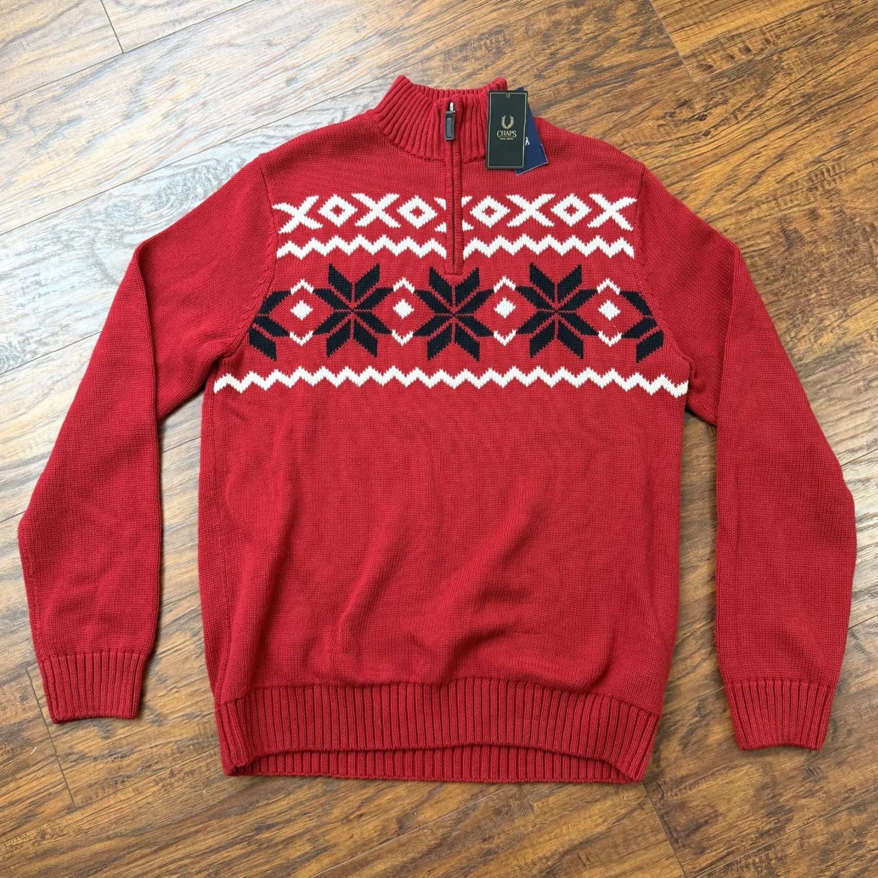 Chaps Chaps Ralph Lauren Sweater Mens M Red Nordic 1/4 Zip Knit Winter Classic Size US M / EU 48-50 / 2 - 5 Thumbnail