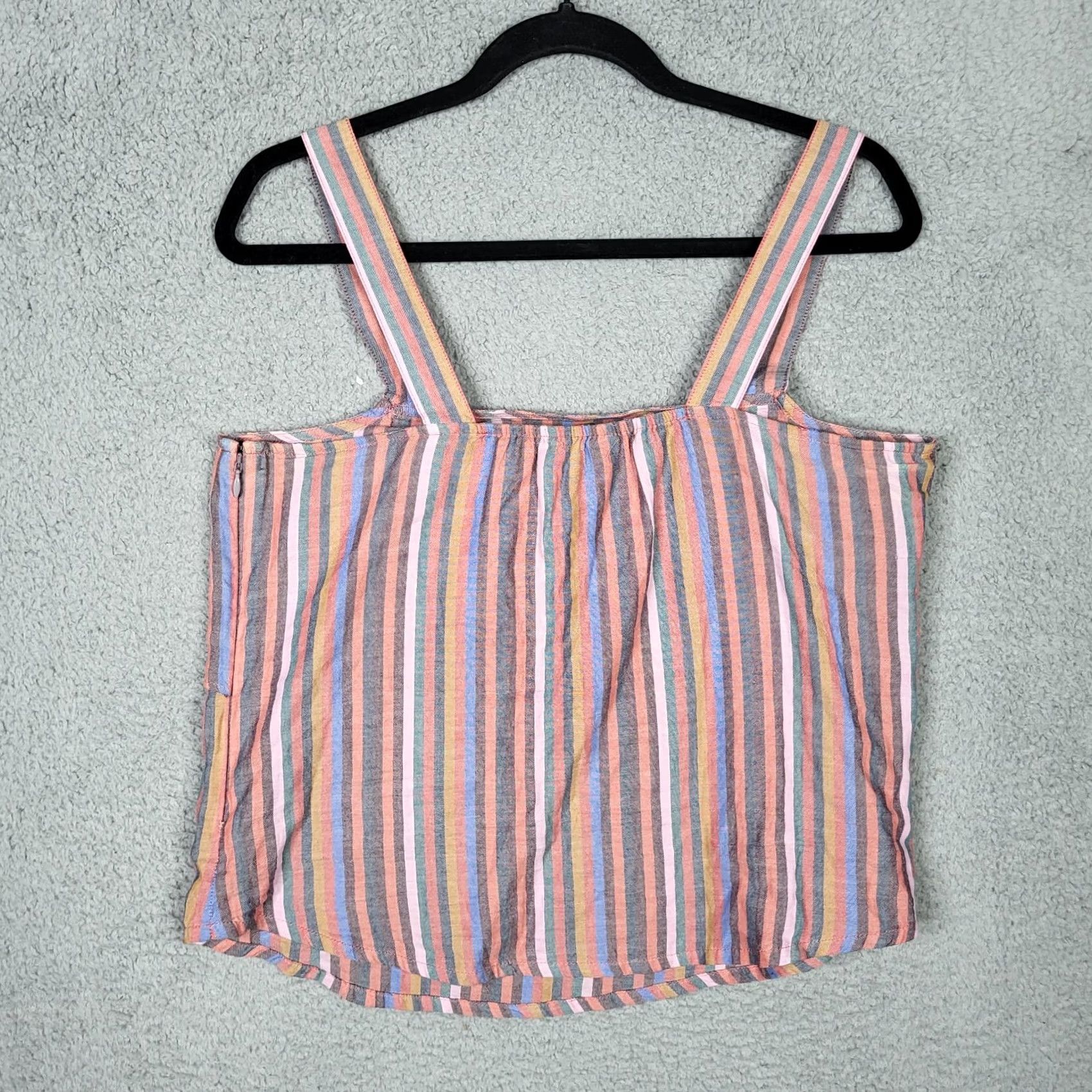 Madewell Madewell Women's Tank V-neck Rianbow Tie front Cami Top Size 6 Multicolor Striped Sleeveless Wide Strap Casual Everyday Basic Shirt Womens Size M / US 6-8 / IT 42-44 - 2 Thumbnail