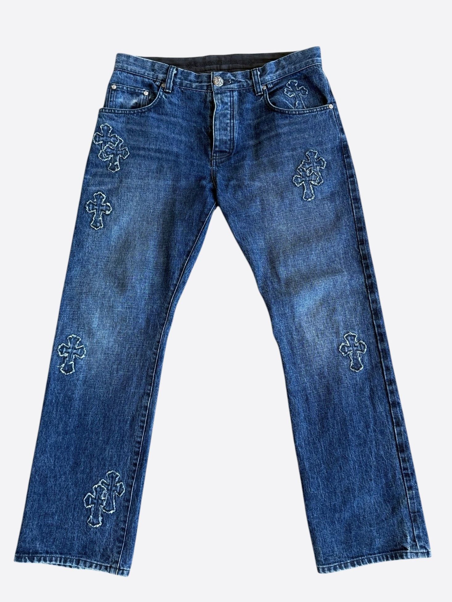 Chrome Hearts Chrome Hearts Blue Denim Cross Patch Jeans Size US 36 / EU 52 - 1 Thumbnail