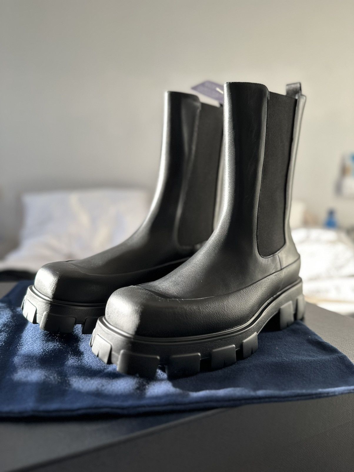 Prada Leather Chelsea Boots