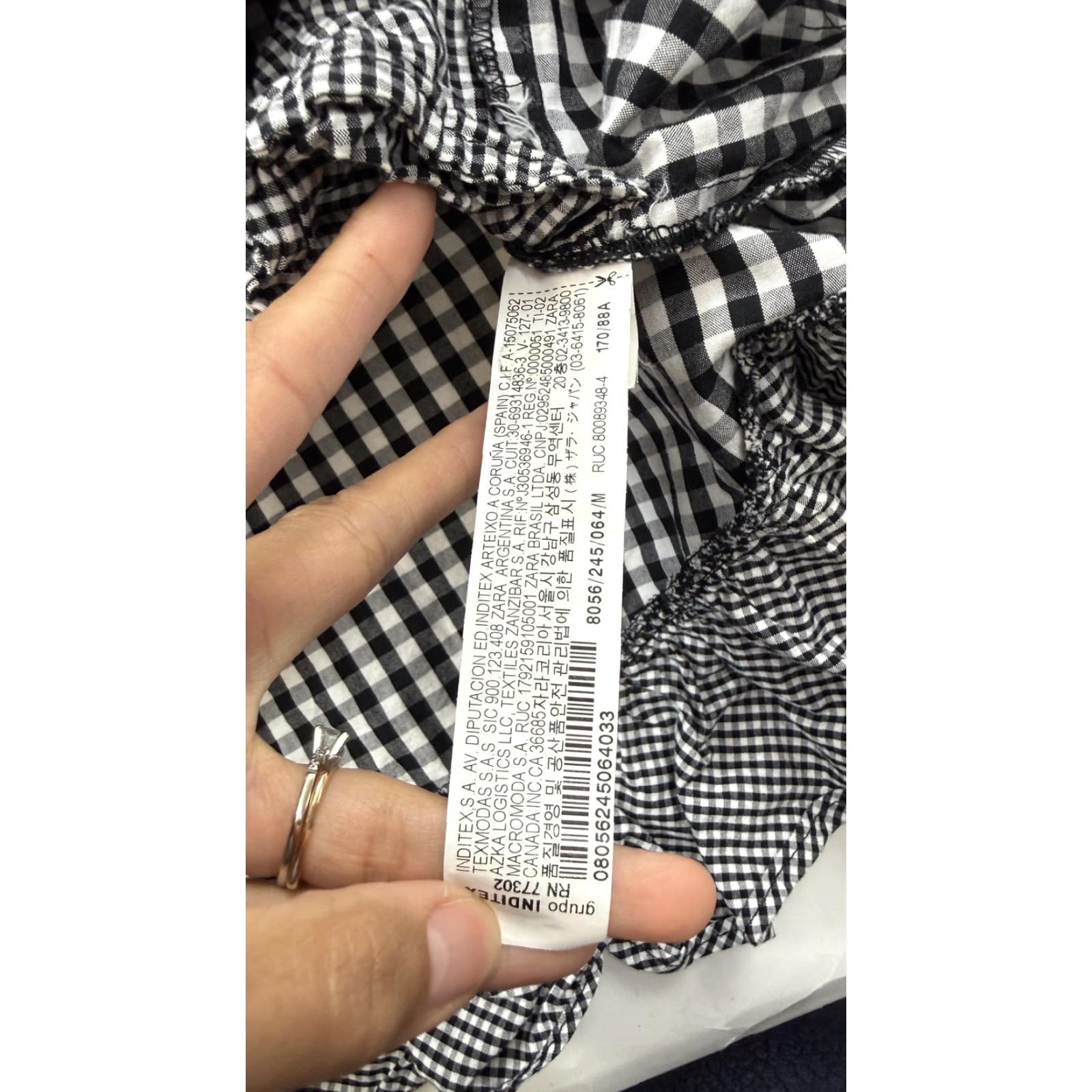 Zara Zara Shirt Womens Medium Black White Gingham Ruffle Hem Tunic Cotton Trafaluc Button-Up Size M / US 6-8 / IT 42-44 - 6 Thumbnail