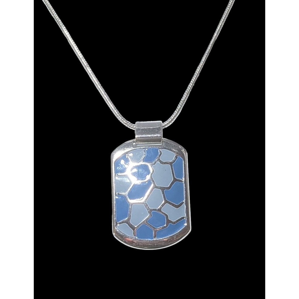 Other Abstract Blue And Silver Enamel Pendant Necklace Size ONE SIZE - 2 Thumbnail