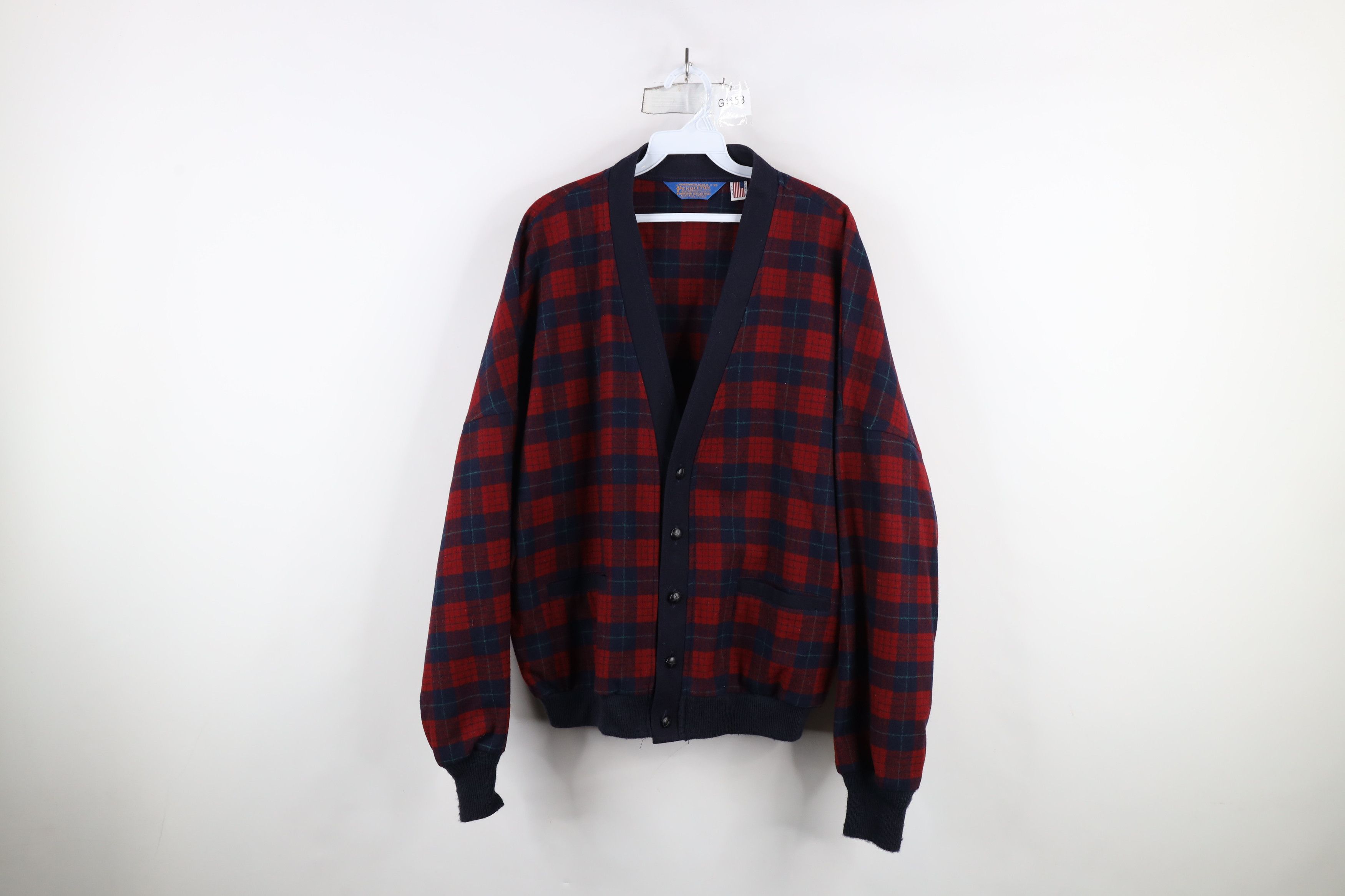 Pendleton × Vintage Vintage 70s Pendleton Virgin Knit Cardigan Sweater Plaid USA Size US XL / EU 56 / 4 - 1 Thumbnail