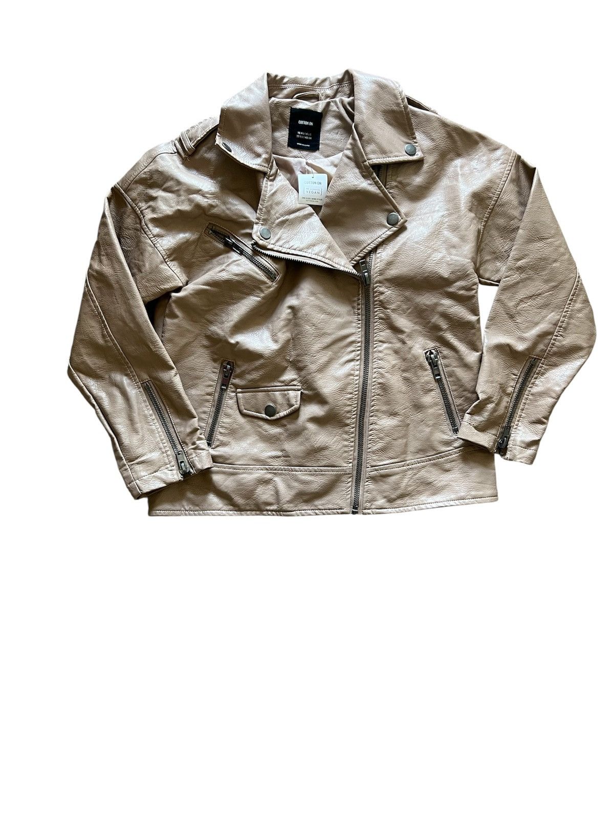 Cotton On Cotton On Women’s Tan Vegan Leather Moto Jacket | 6 NWT Size M / US 6-8 / IT 42-44 - 1 Thumbnail