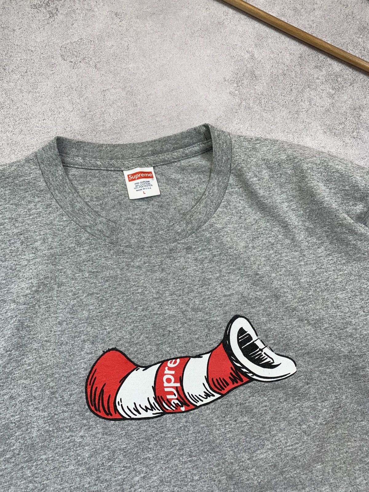 Supreme Supreme Cat In The Hat Grey T-Shirt Men’s Size L Size US L / EU 52-54 / 3 - 3 Thumbnail