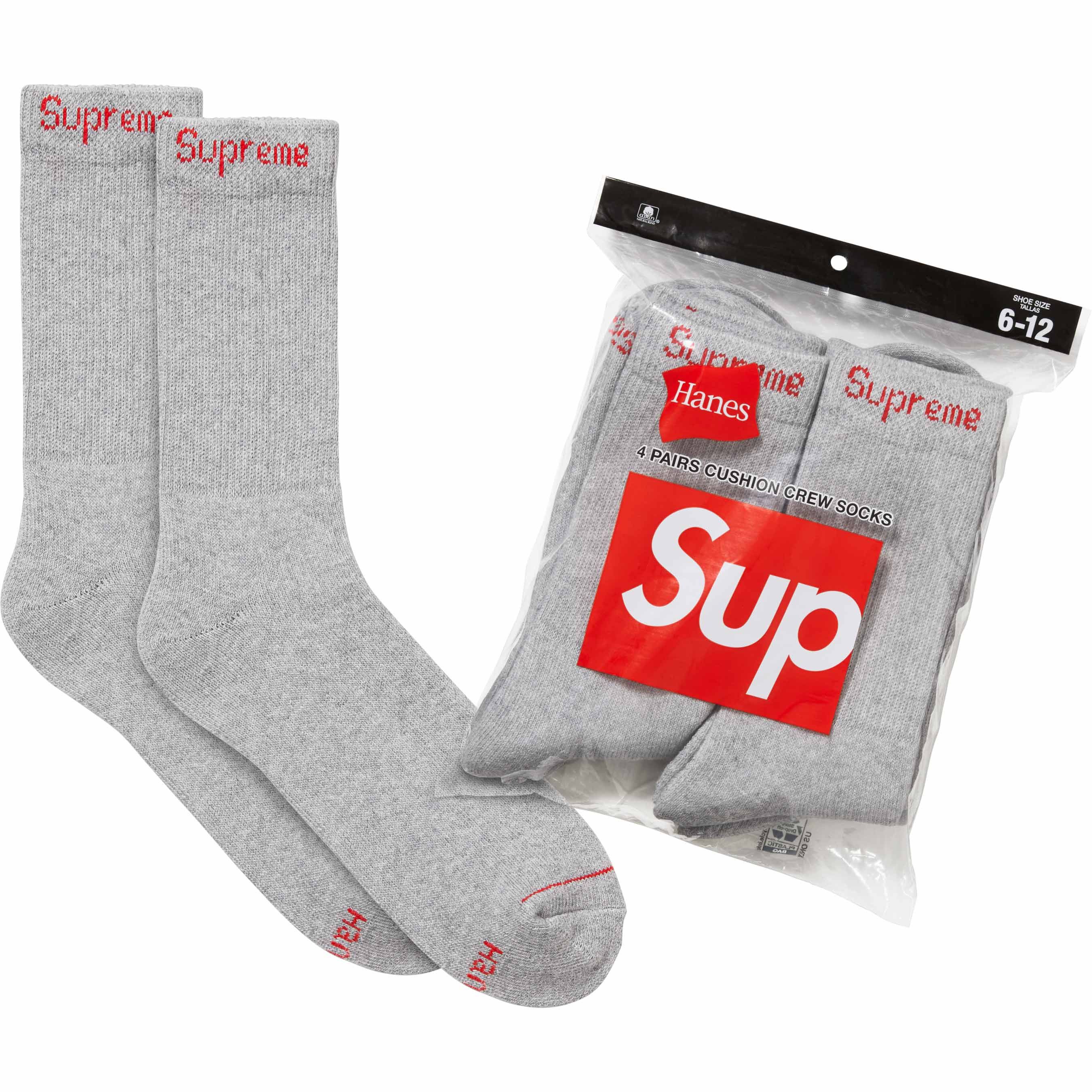 Hanes × Supreme Sealed - Supreme / Hanes - White Crew Socks - (4 PACK) Size ONE SIZE - 1 Preview