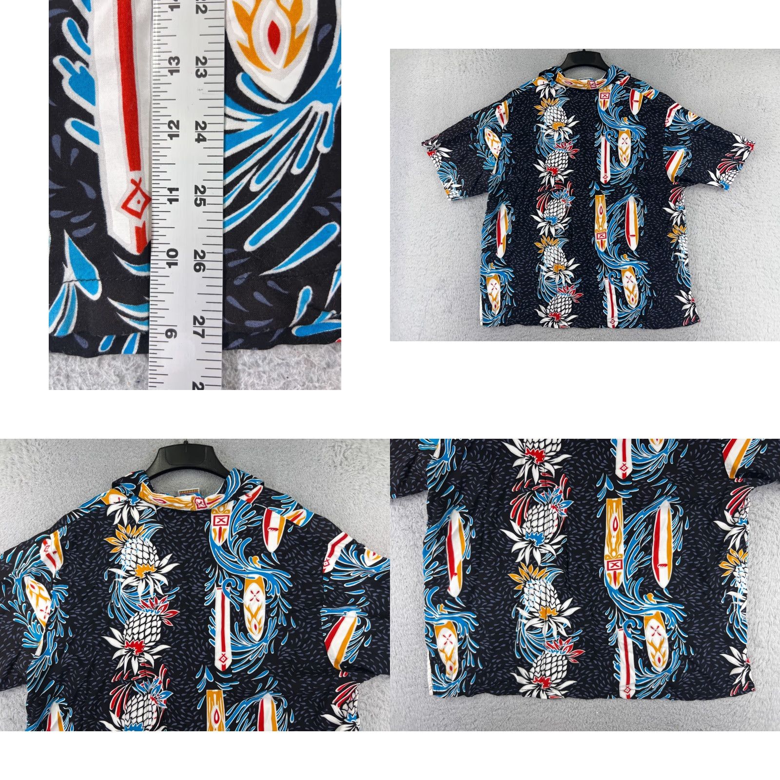 Vintage Jammin Shirts Button-Up Shirt Men 2XL Blue Surfboard Pineapple Hawaiian Rayon Floral Vacation Relaxed Short Sleeve Collared Button Navy/Blue Womens? Size US XXL / EU 58 / 5 - 9 Thumbnail