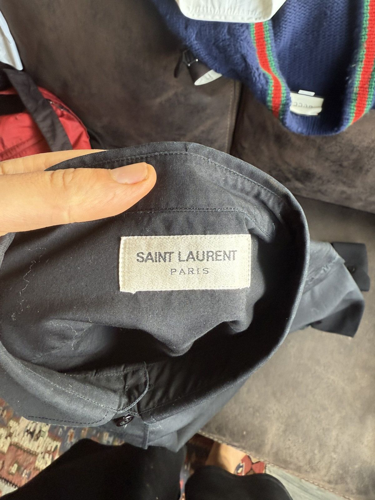 Saint Laurent Paris Classic Black Poplin Shirt in Cotton Size US L / EU 52-54 / 3 - 4 Thumbnail