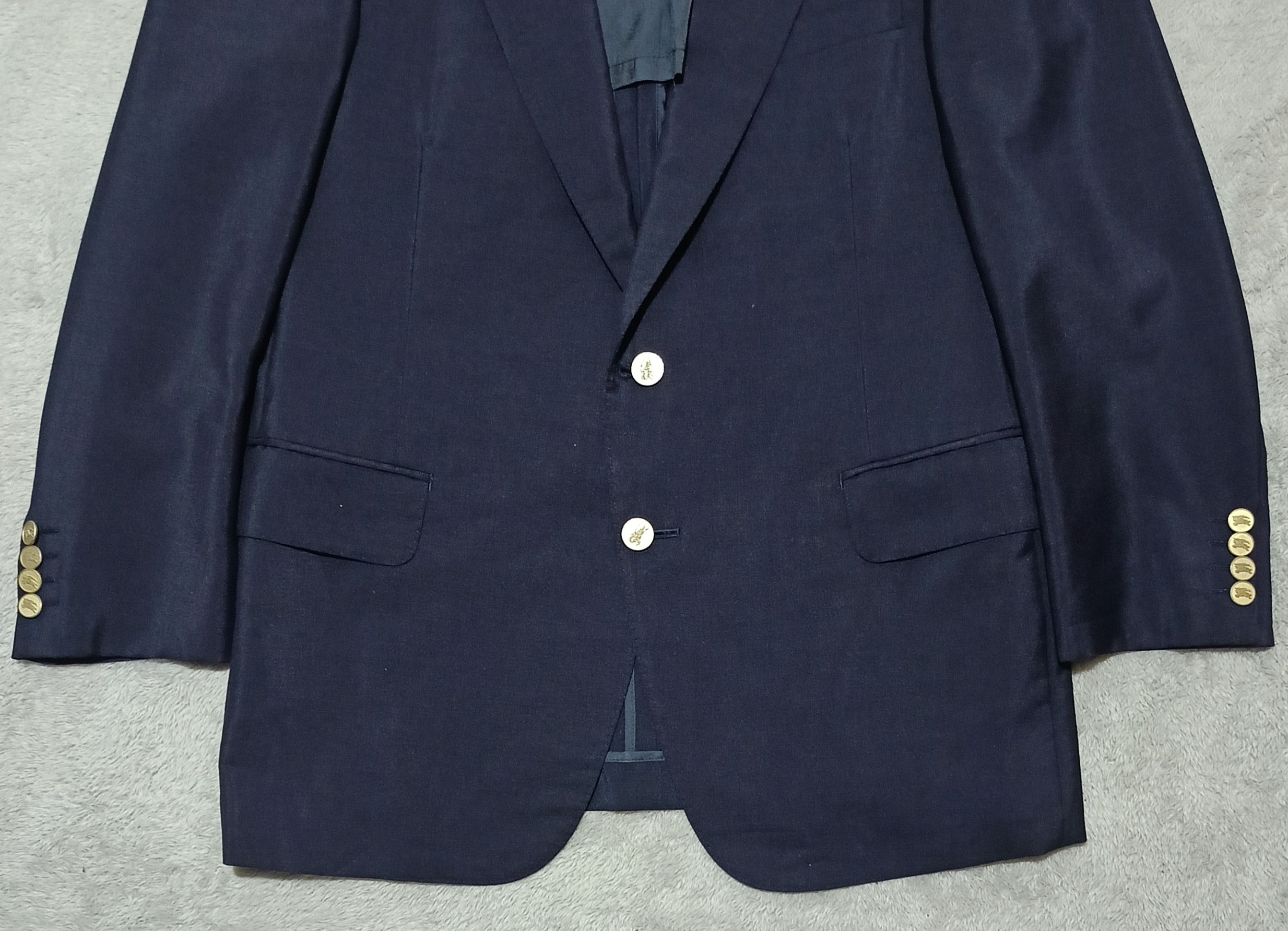 Burberry Prorsum Vintage Burberrys Wool-Mohair Navy Blazer Gold Knight Button Size 40S - 3 Thumbnail