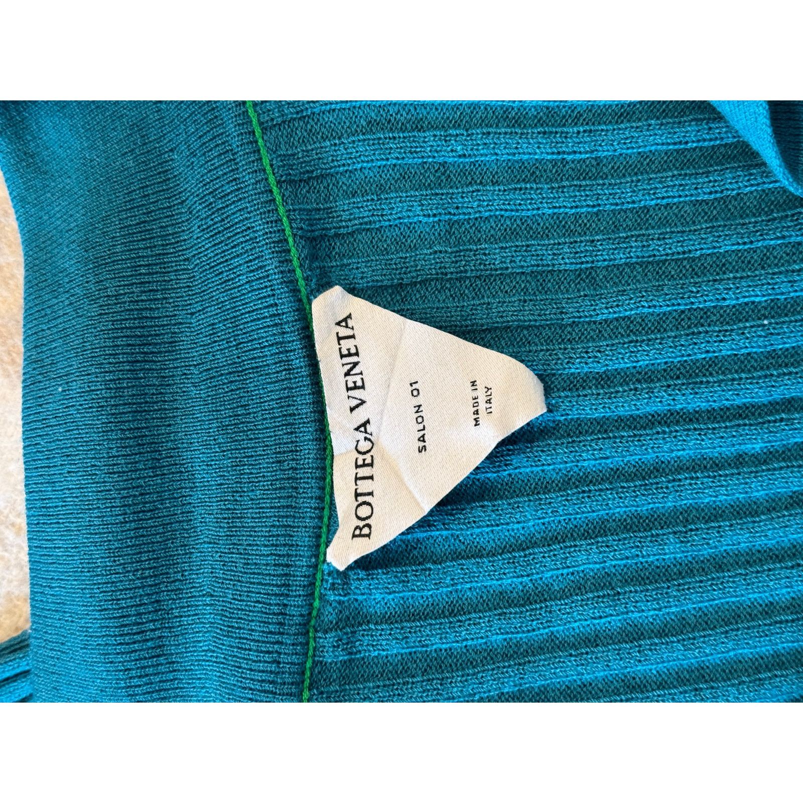 Bottega Veneta Bottega Veneta Duck Green Ribbed Wool Midi Dress Turquoise Size S / US 4 / IT 40 - 4 Thumbnail