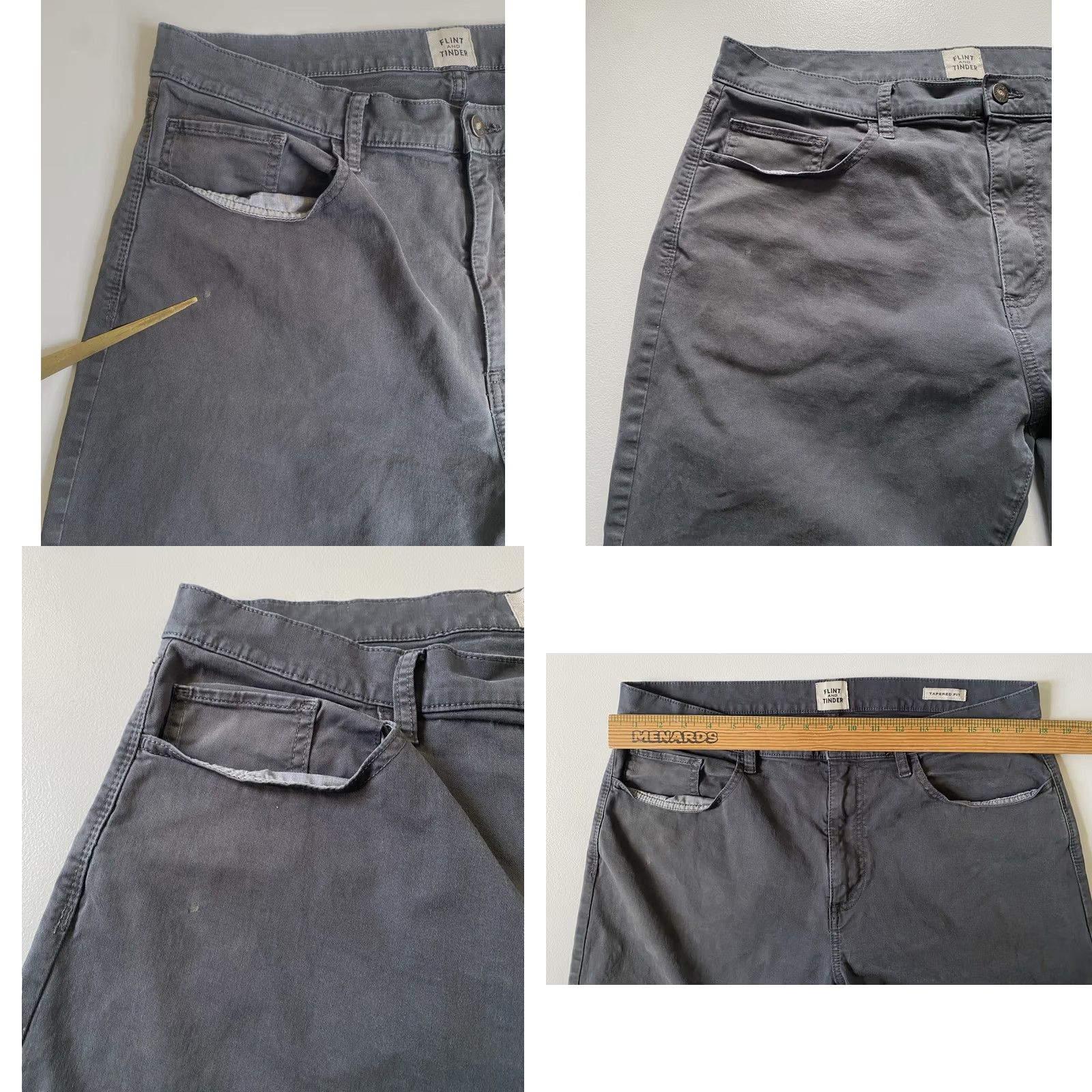 Flint And Tinder Flint and Tinder Men's Pants Chino Flat Front 5-Pocket 36x32 Gray Slim/Classic Casual City Preppy Mens Size US 36 / EU 52 - 9 Thumbnail