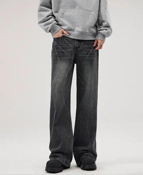 Japanese Brand × Jean Pants Lightning pattern cleanfit wide-leg flared jeans Size US 34 / EU 50 - 1 Thumbnail