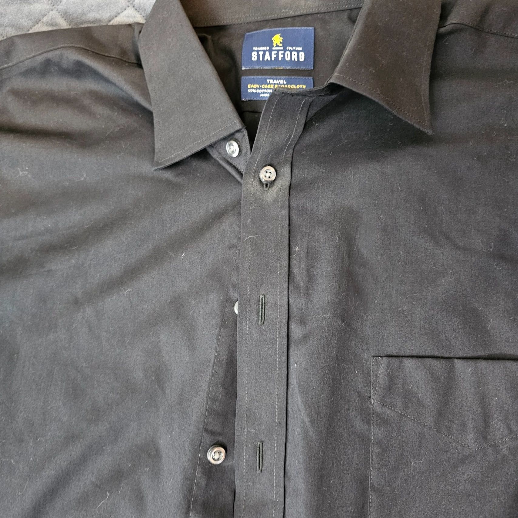 Stafford VINTAGE Stafford Button Up Shirt Travel Easy Care Black 17 32/33 Broadcloth Regular Men Dress Shirt Long Sleeve Collared Mens Size US XL / EU 56 / 4 - 3 Thumbnail