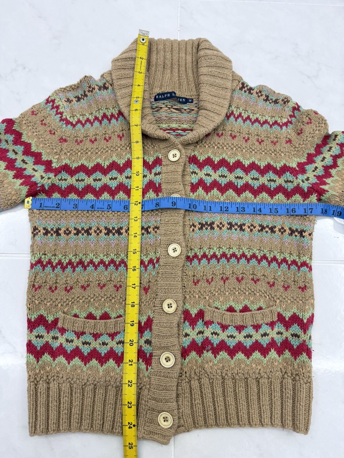Polo Ralph Lauren RARE🔥Vintage RALPH LAUREN Shawl Collar Knitted Navajo Motive Size US M / EU 48-50 / 2 - 14 Thumbnail