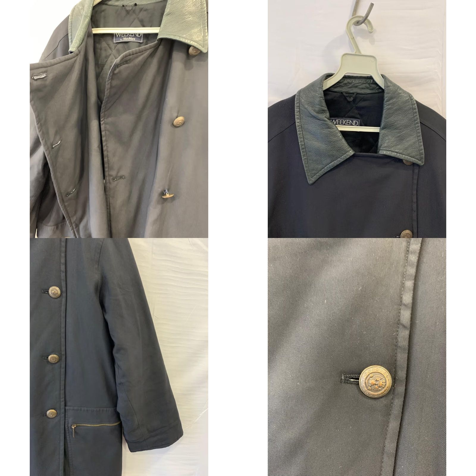 Max Mara Weekend by Max Mara Women's Jacket 6 Black Double-Breasted Leather Collar Size M / US 6-8 / IT 42-44 - 9 Thumbnail