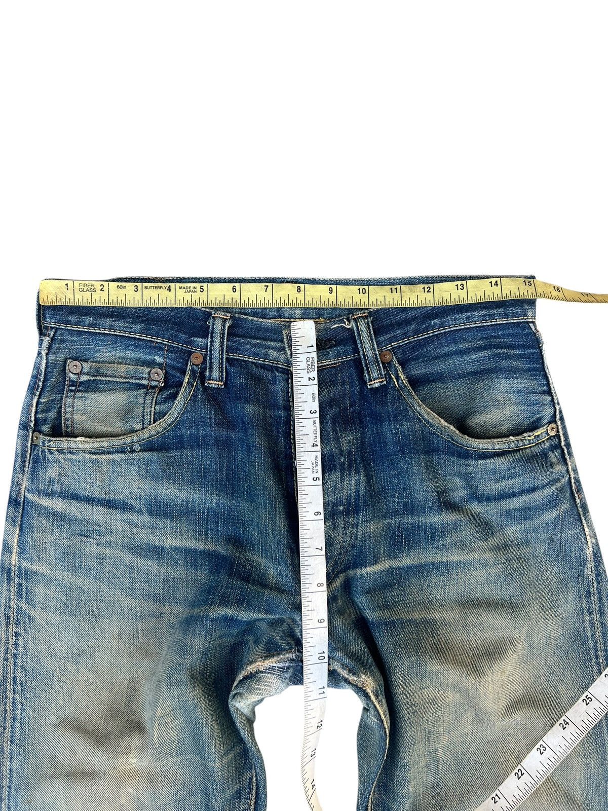 Full Count & Co. Vintage Full Count Trashed Dirty Mud Denim Selvedge Jeans Size US 29 - 4 Thumbnail