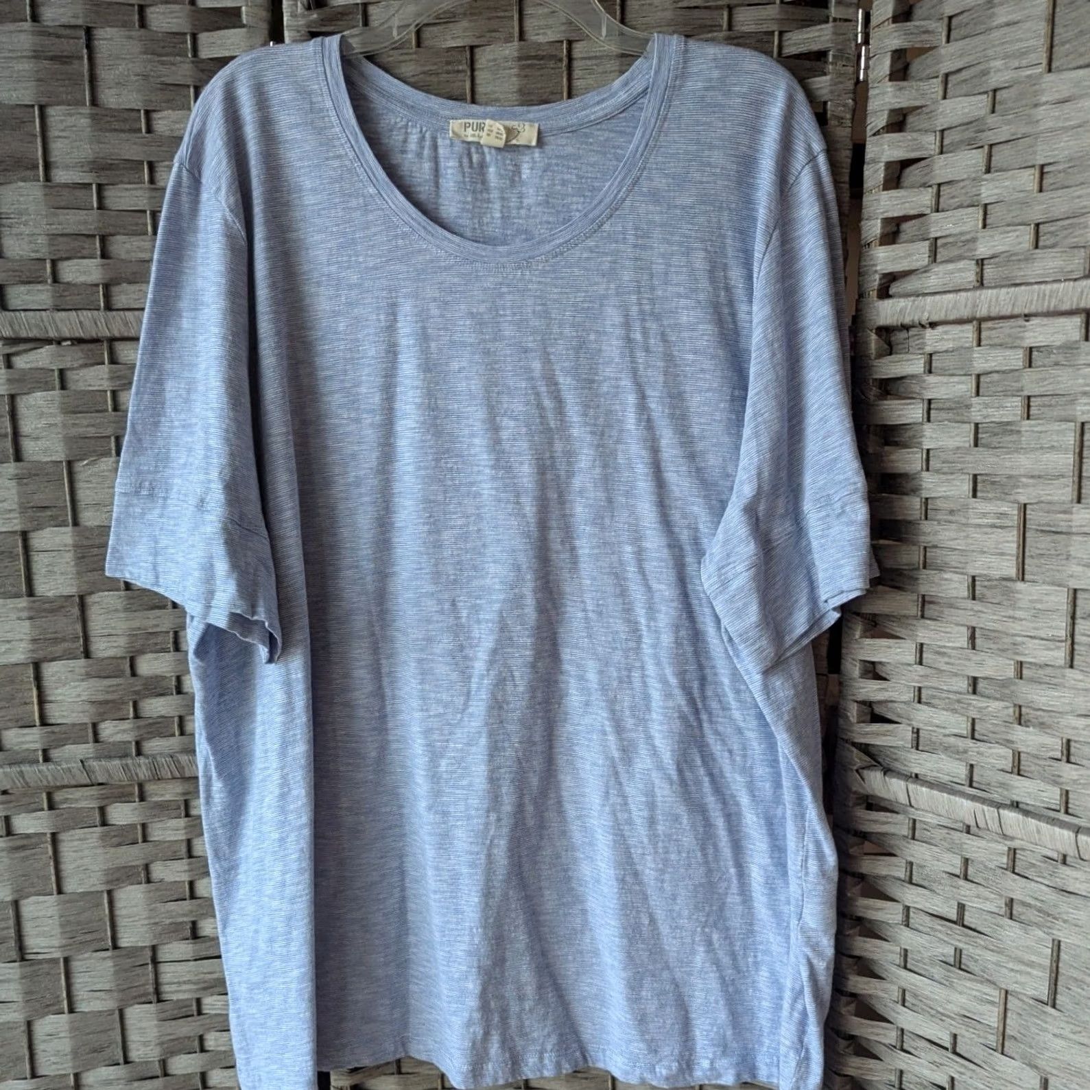Vintage Pure by Ulla Popken T-Shirt Blue Striped Organic Cotton Sz 24/26 Sustainable Size 4XL / US 24-26 - 2 Thumbnail