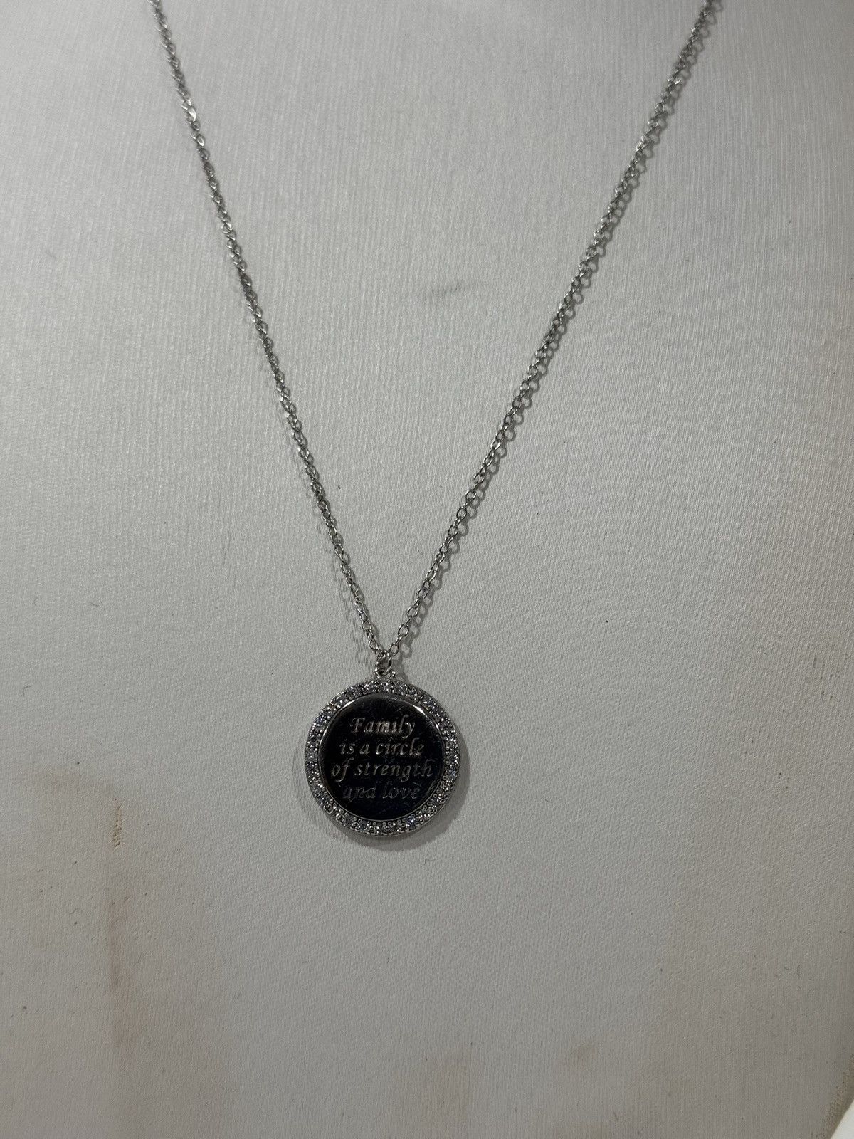 Sterling Silver 925 Sterling Silver Family Circle Necklace | CZ Halo Pendant Size ONE SIZE - 4 Thumbnail