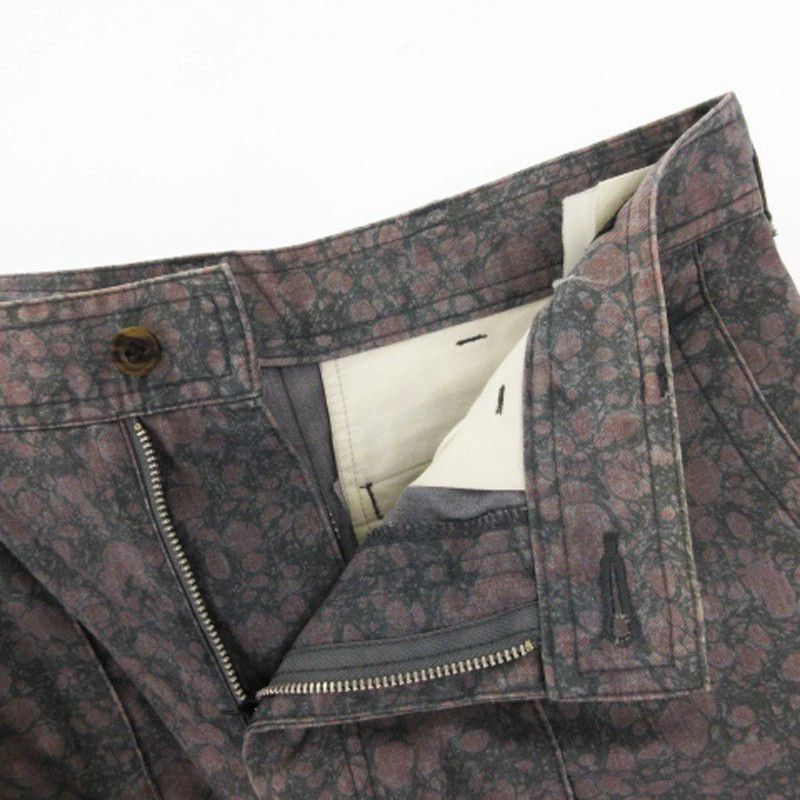 Comme des Garcons Homme Plus Cropped Pant Center Seam All-Over Print Cotton Blend Purple Size US 31 - 6 Thumbnail
