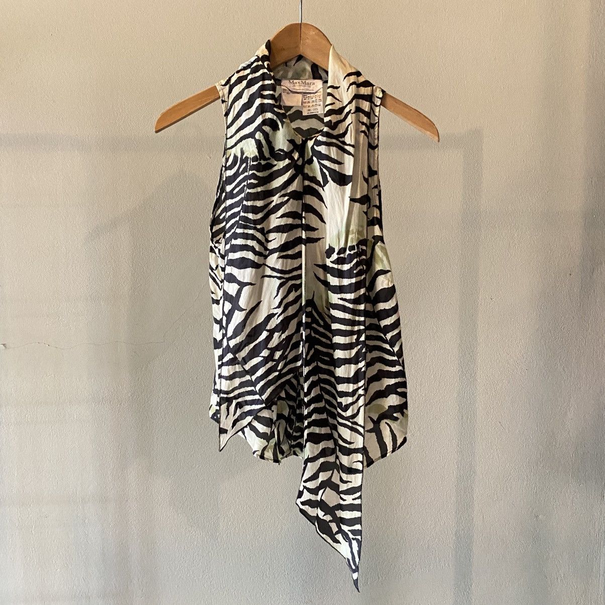 Max Mara MaxMara Zebra Print Sleeveless Bow Blouse Size M / US 6-8 / IT 42-44 - 20 Thumbnail