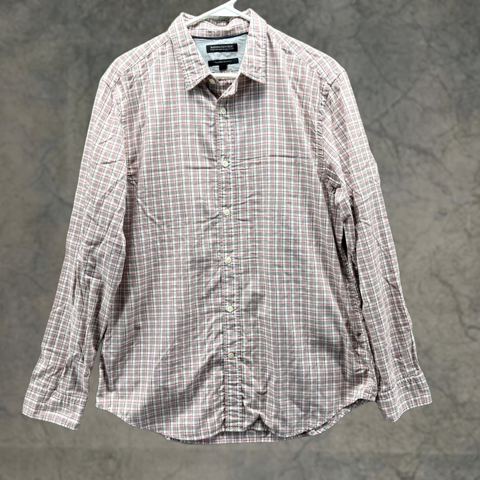 Banana Republic VINTAGE Banana Republic Shirt Mens Large White Red Button Down Plaid Slim Wash 078 Size US L / EU 52-54 / 3 - 1 Thumbnail